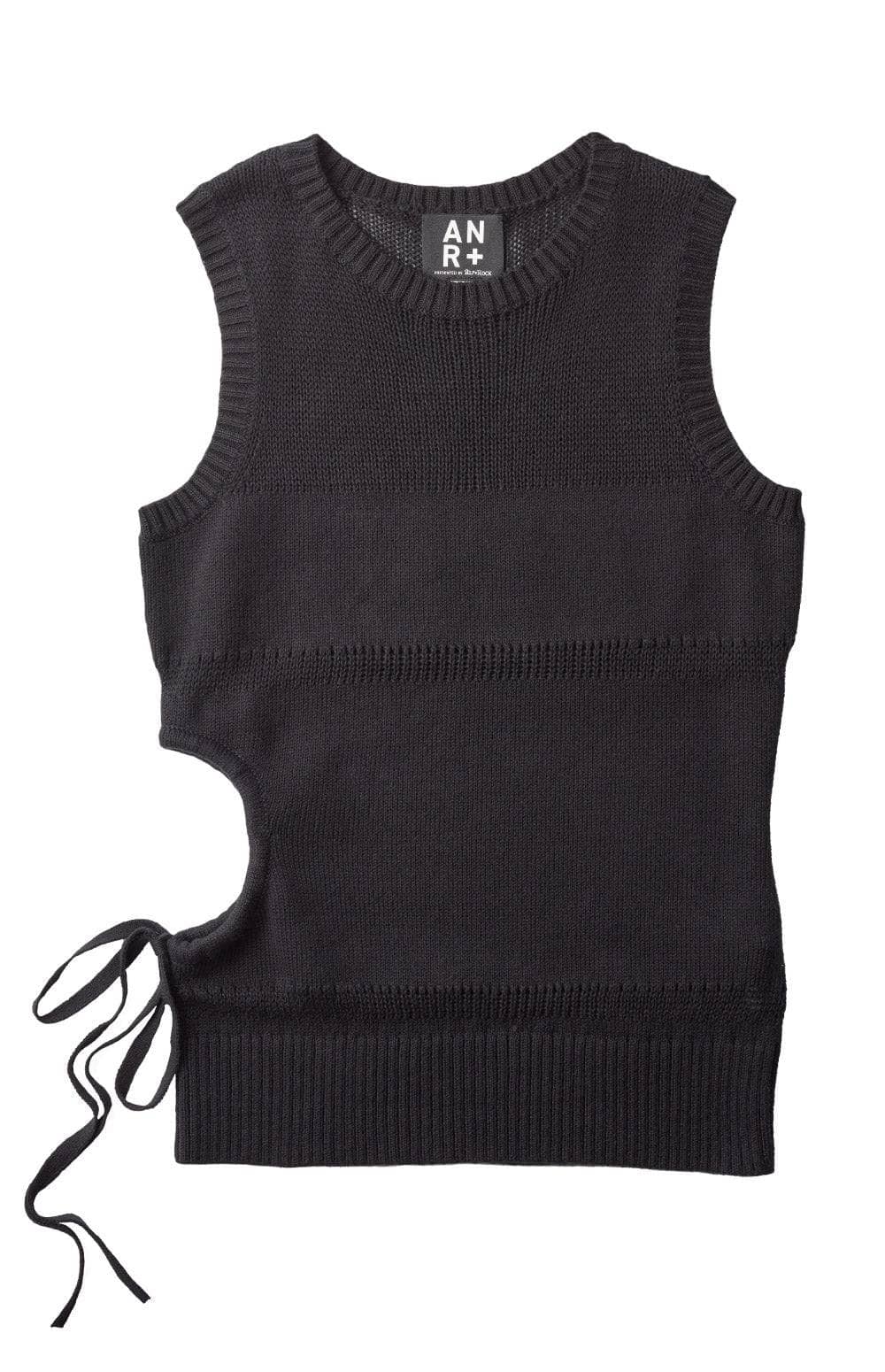 Elsa Tank by Alp N Rock, Women's Black Sleeveless Knit Tank Top with Side Cut Out
