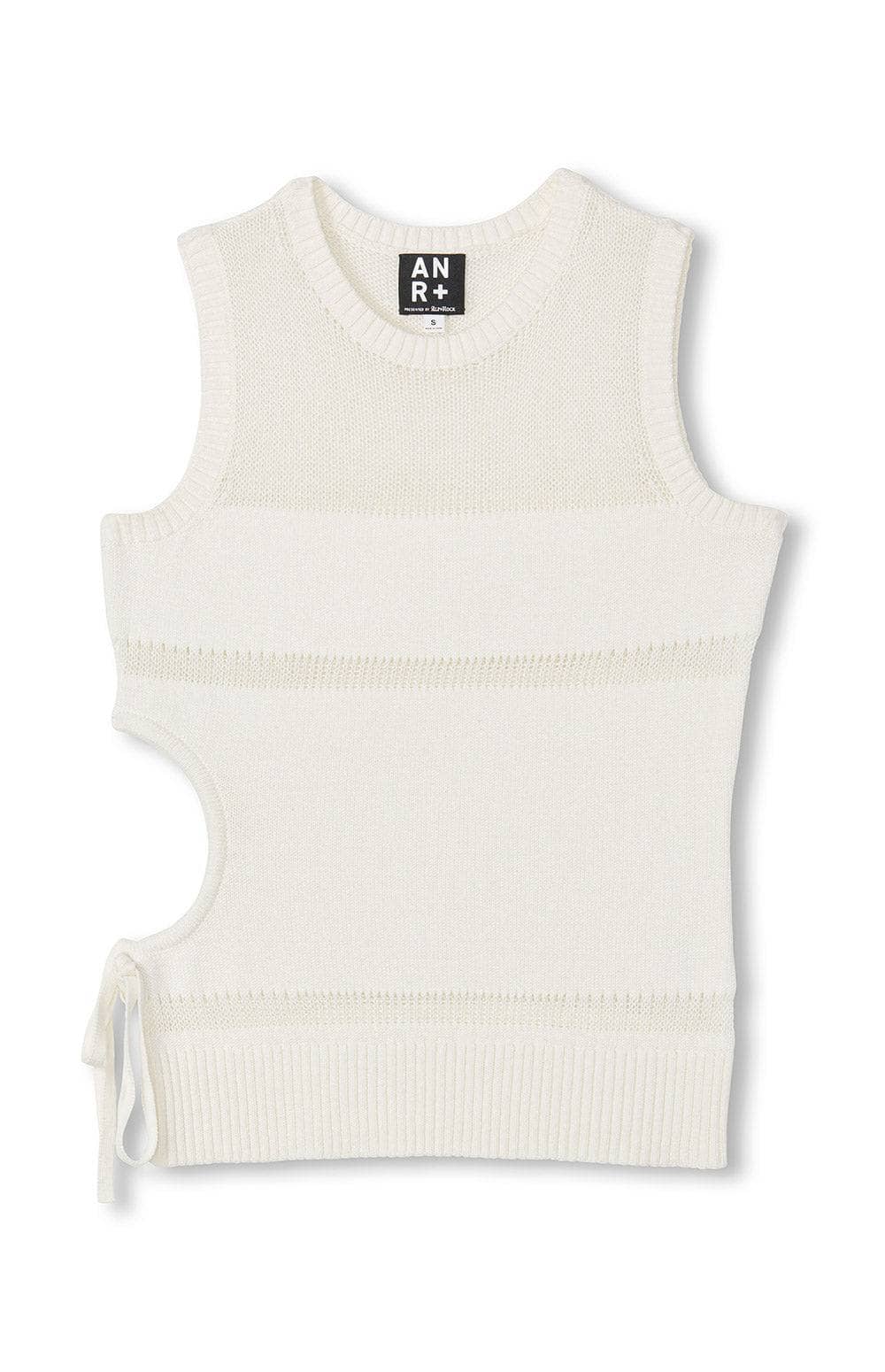 Elsa Tank by Alp N Rock, Women's Ivory Sleeveless Knit Tank Top with Side Cut Out