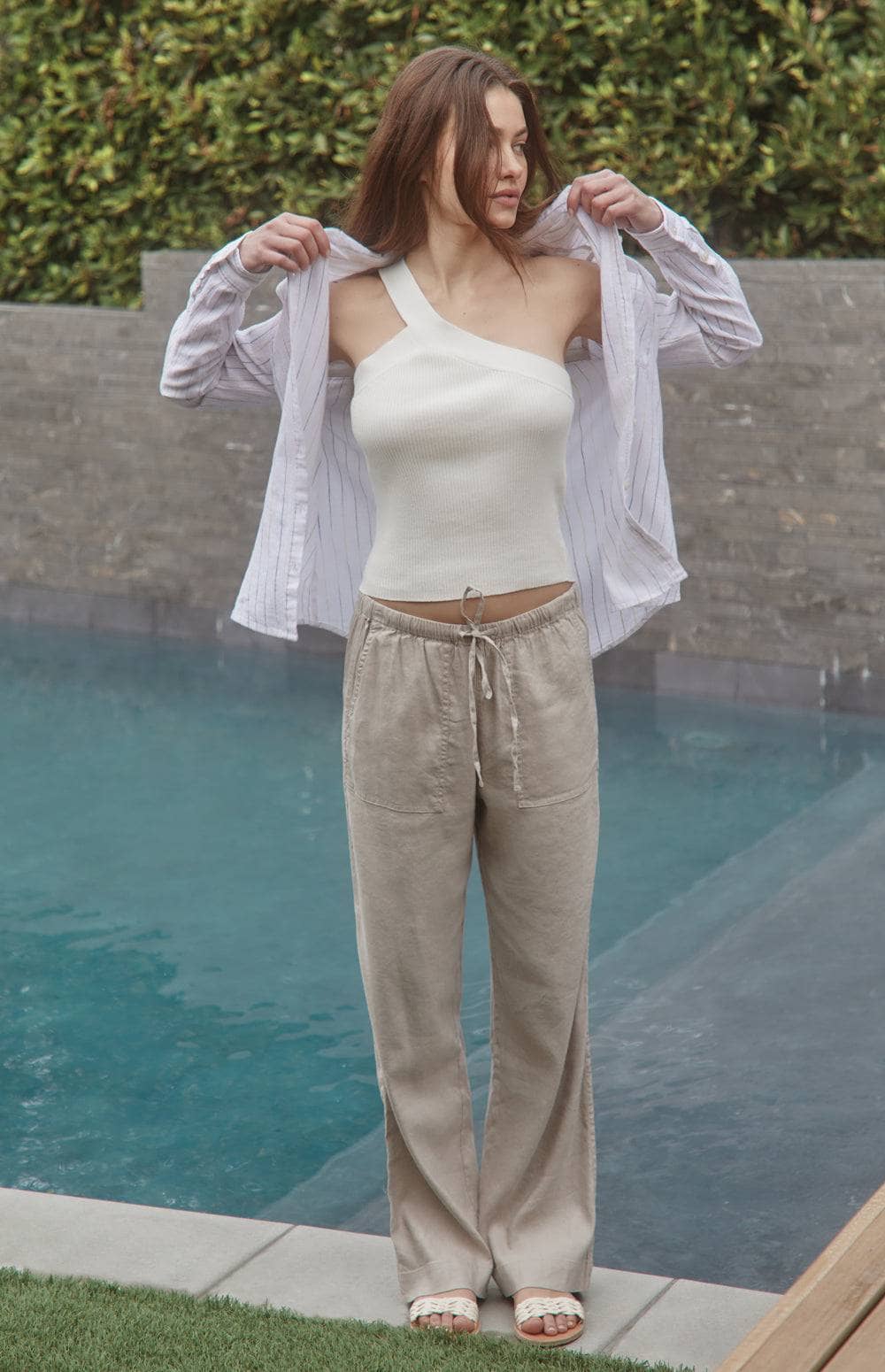 Kenna Top by Alp N Rock, Women's White Asymmetrical Knit Tank with Single Strap