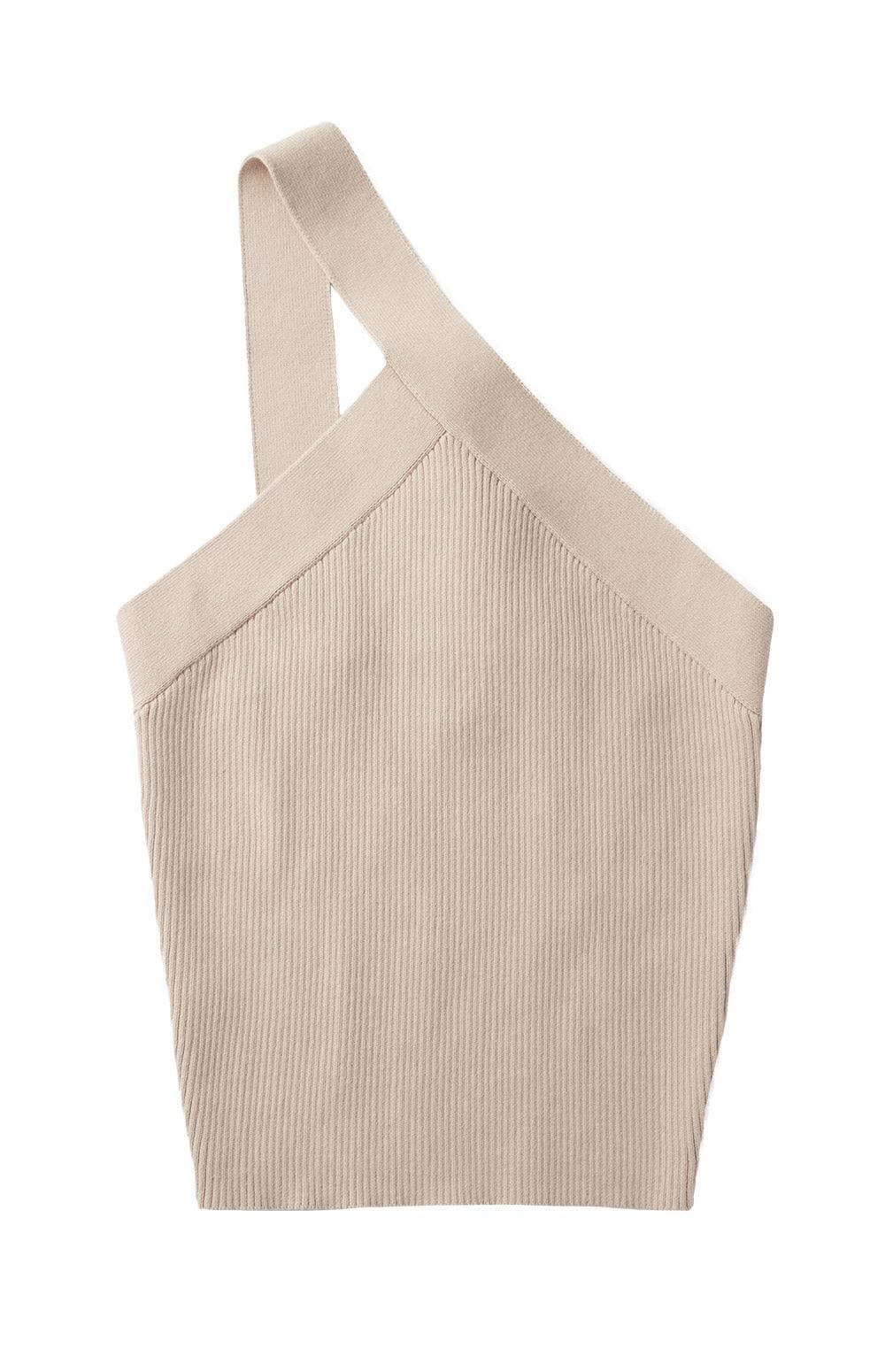 Kenna Top by Alp N Rock, Women's Light Grey Sleeveless Knit Tank with Asymmetrical Strap