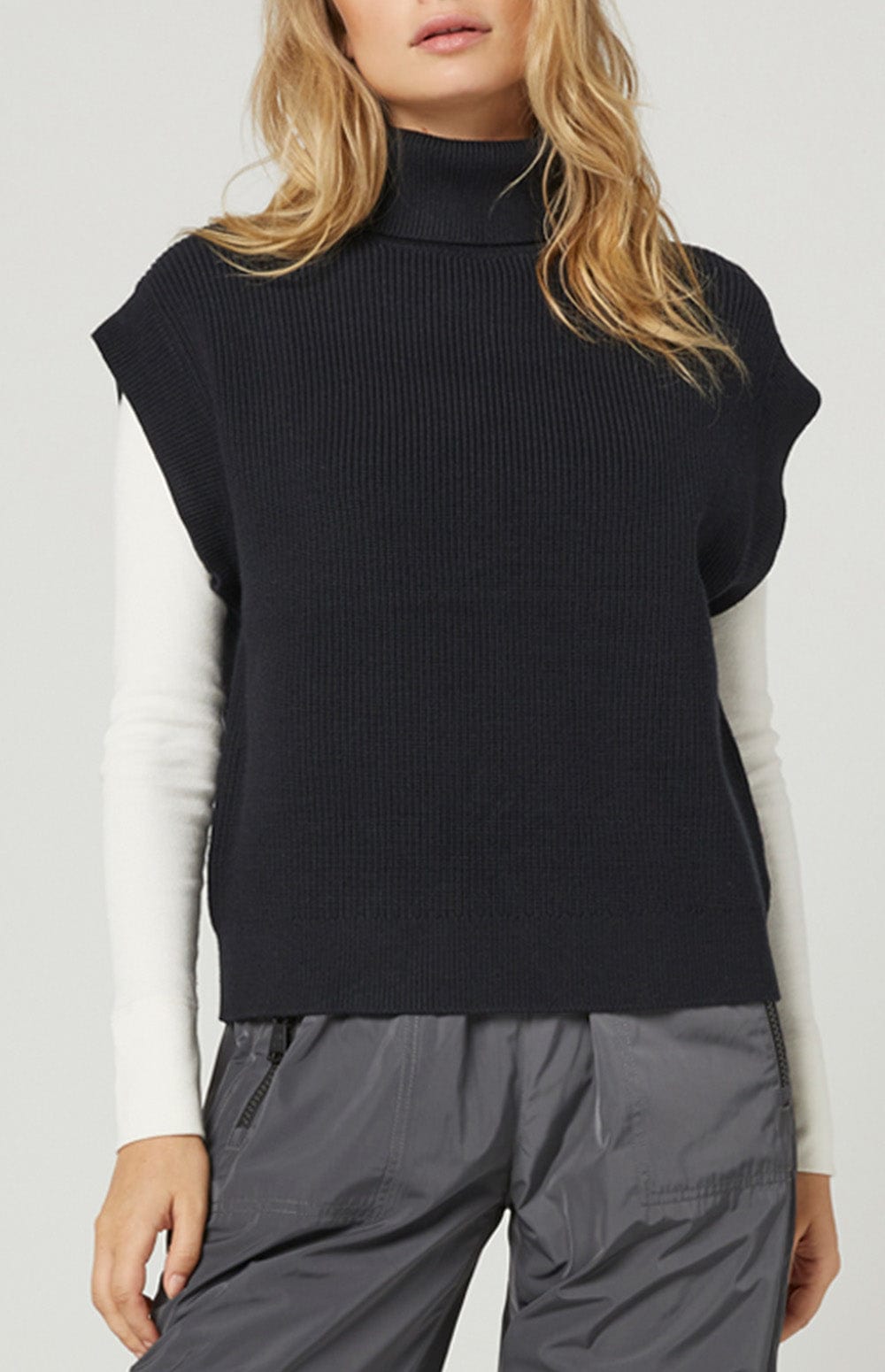 Marlin Sweater Vest by Alp N Rock, Women's Black Turtleneck Sweater Vest