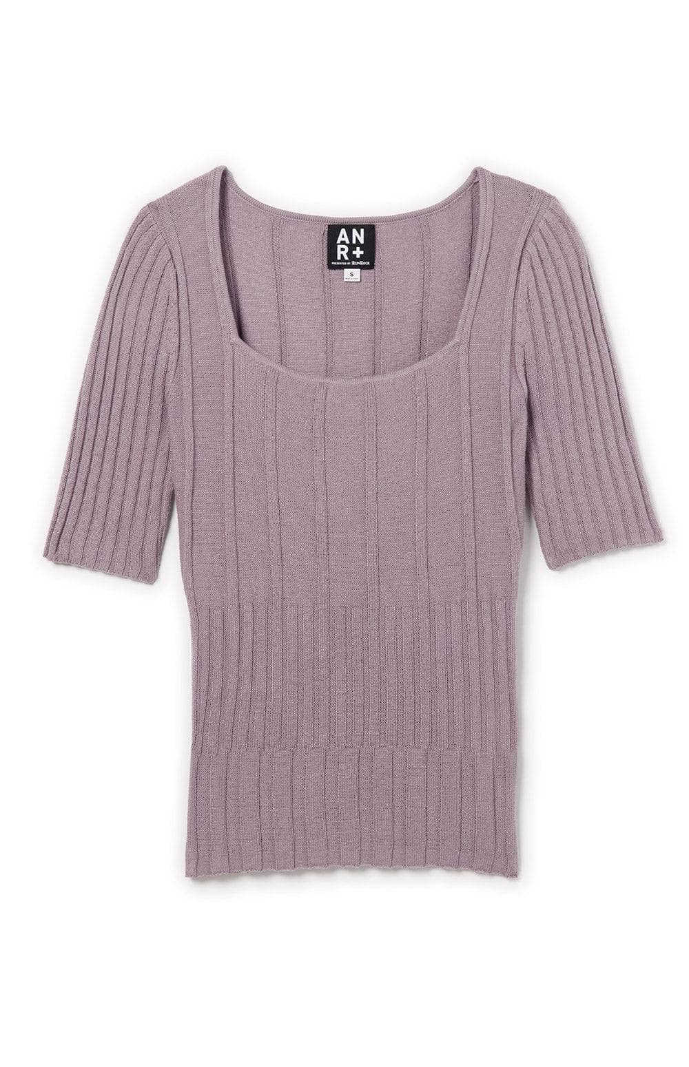 Jenna Squareneck Sweater, Women's Purple Short Sleeve Sweater with Scoop Neckline