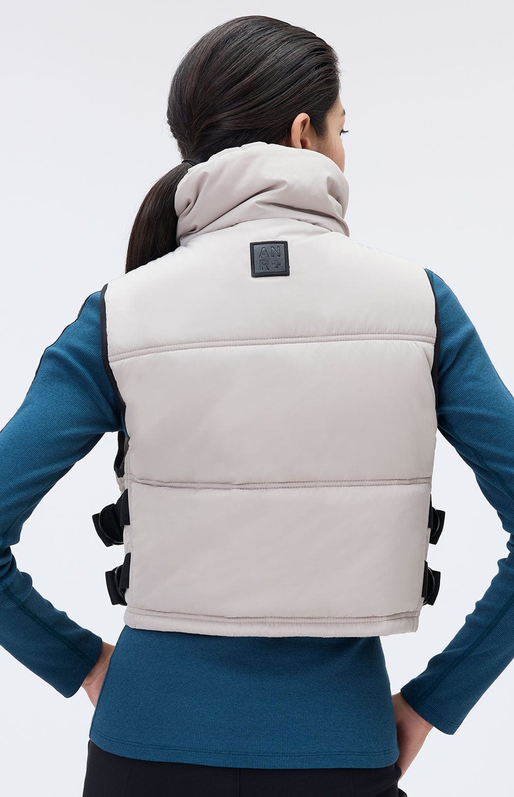 La Vitesse Cropped Vest by Alp N Rock, Women's Beige Cropped Puffer Vest