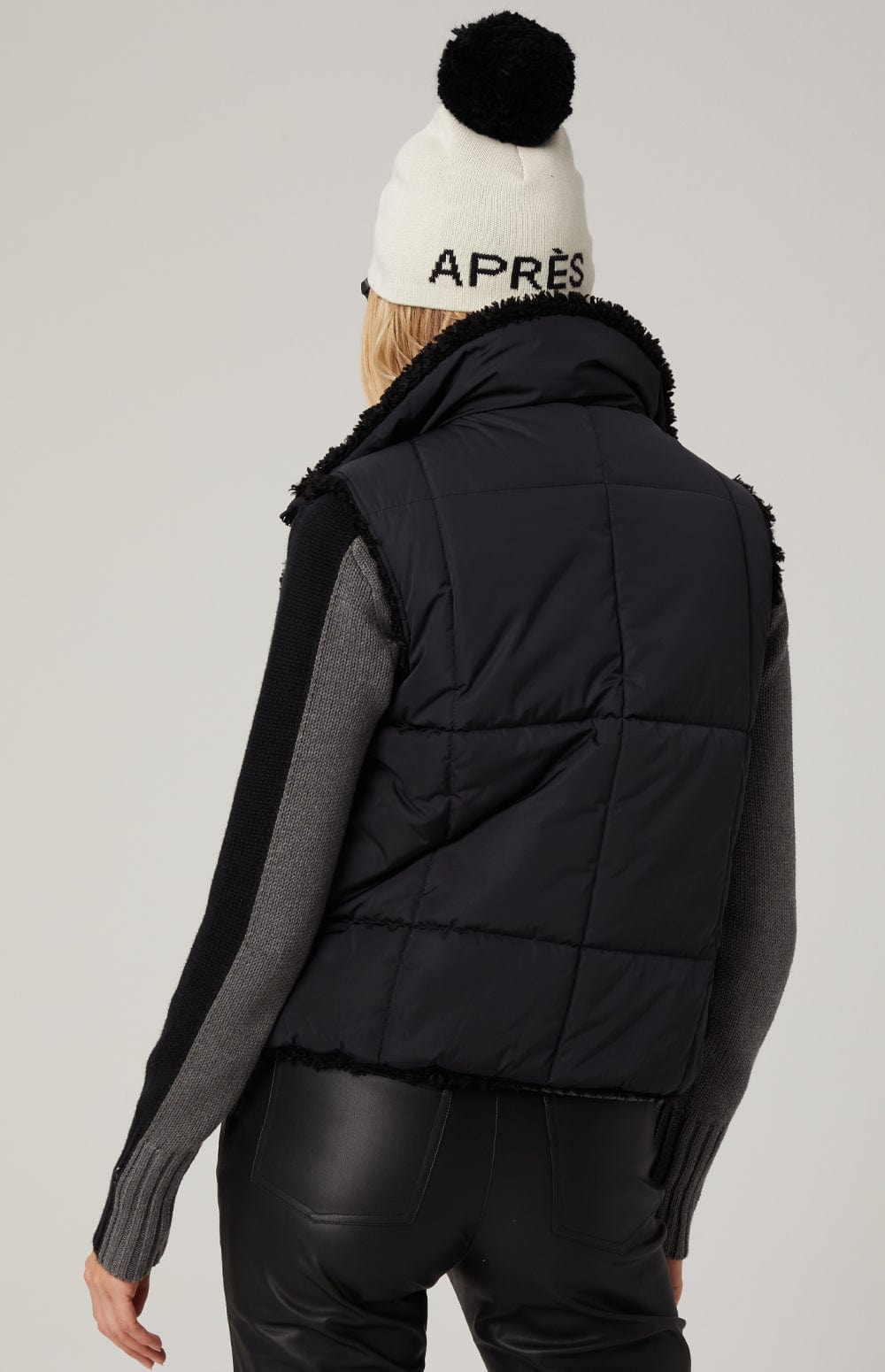 Sonja Reversible Vest by Alp N Rock, Women's Reversible Black Vest with Black Shearling Inside