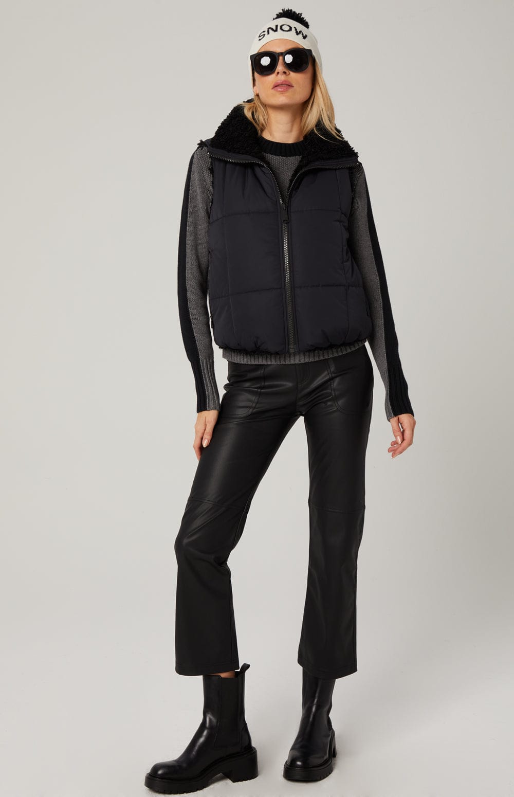 Sonja Reversible Vest by Alp N Rock, Women's Reversible Black Vest with Black Shearling Inside