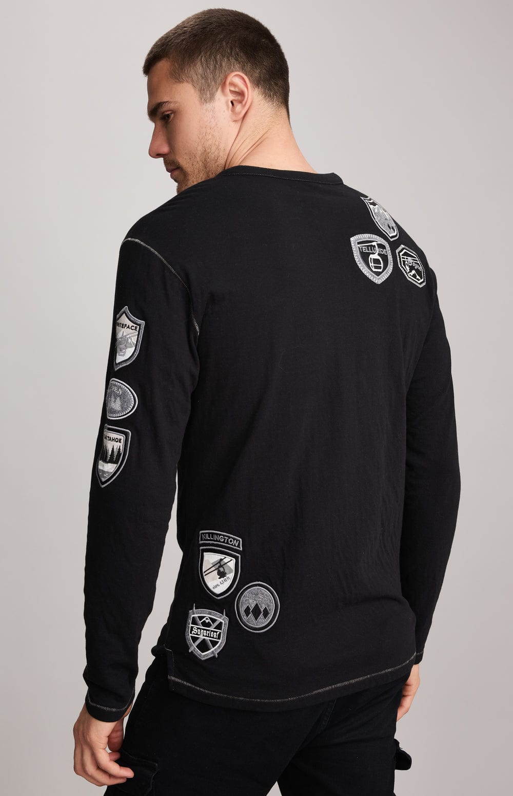 Alp N Rock Mens Henley Shirt Ski The USA Men's Henley | Black