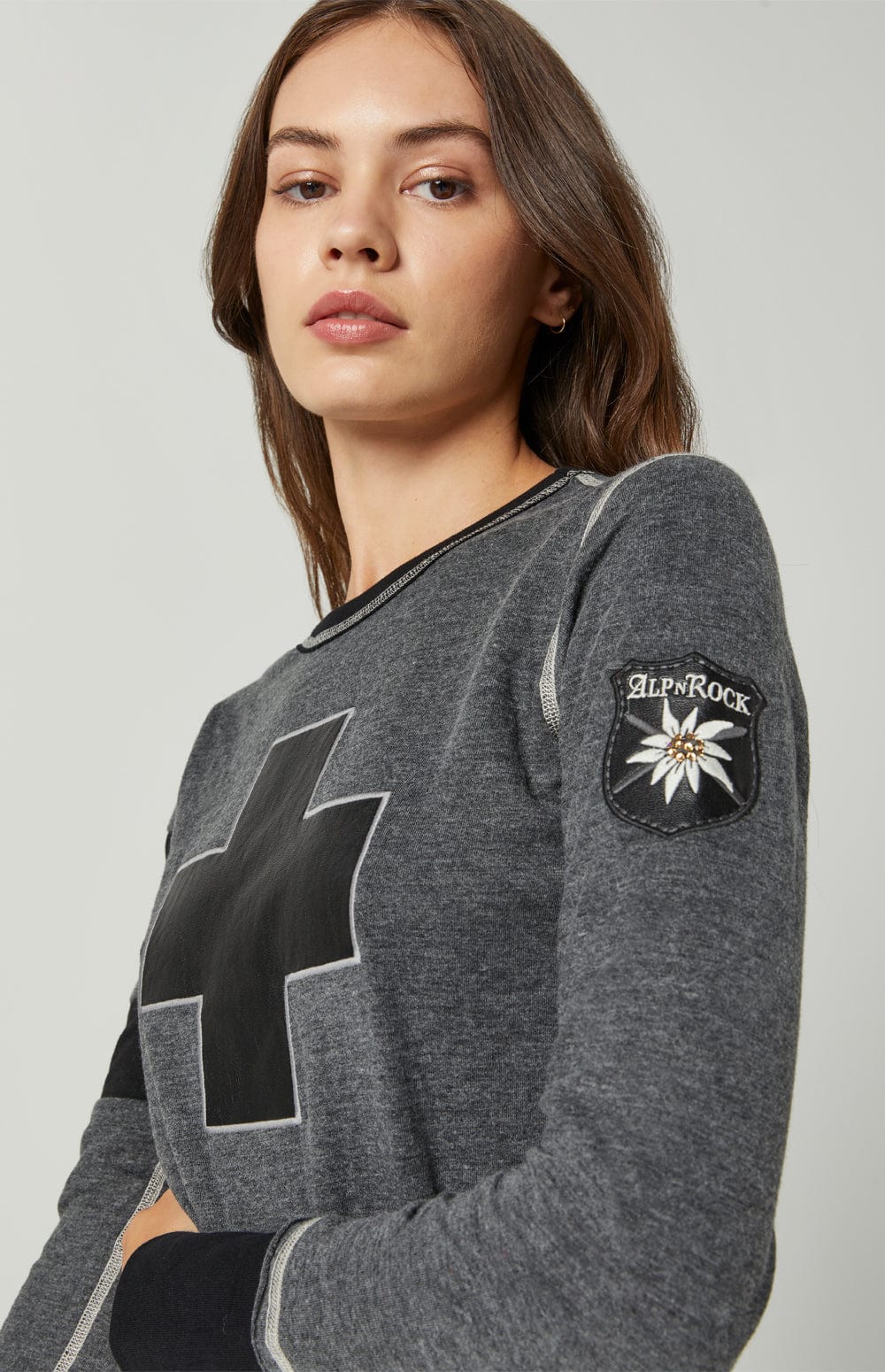 Alp N Rock Womens Crew Shirt Helvetica Crew | Heather Black