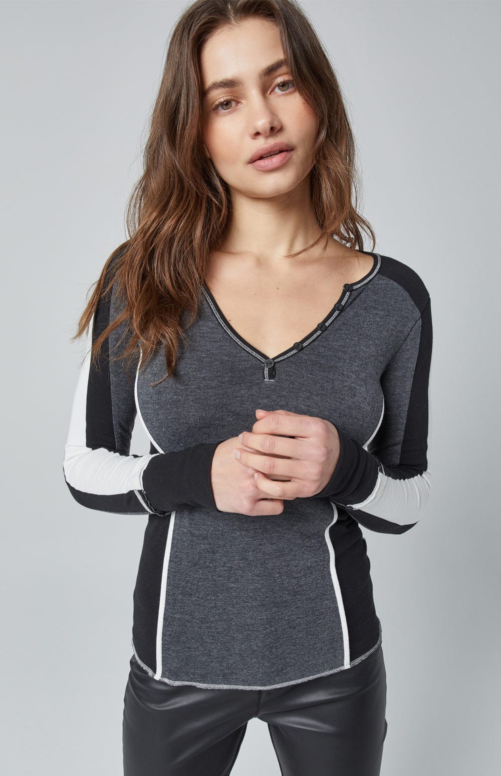 Alp N Rock Womens Henley Shirt Zara Henley | Heather Black