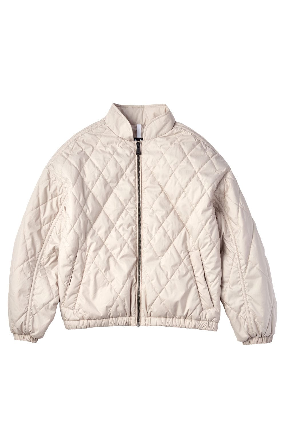 Kaden Crop Jacket by Alp N Rock, Women's Light Grey Quilted Jacket with Zipper