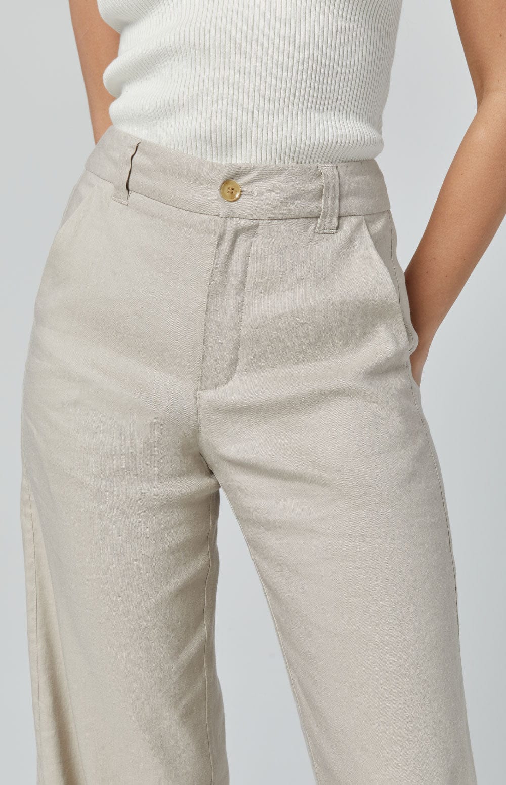 ANR Womens Pant Britt Wide Leg Linen Pant | Silver Grey