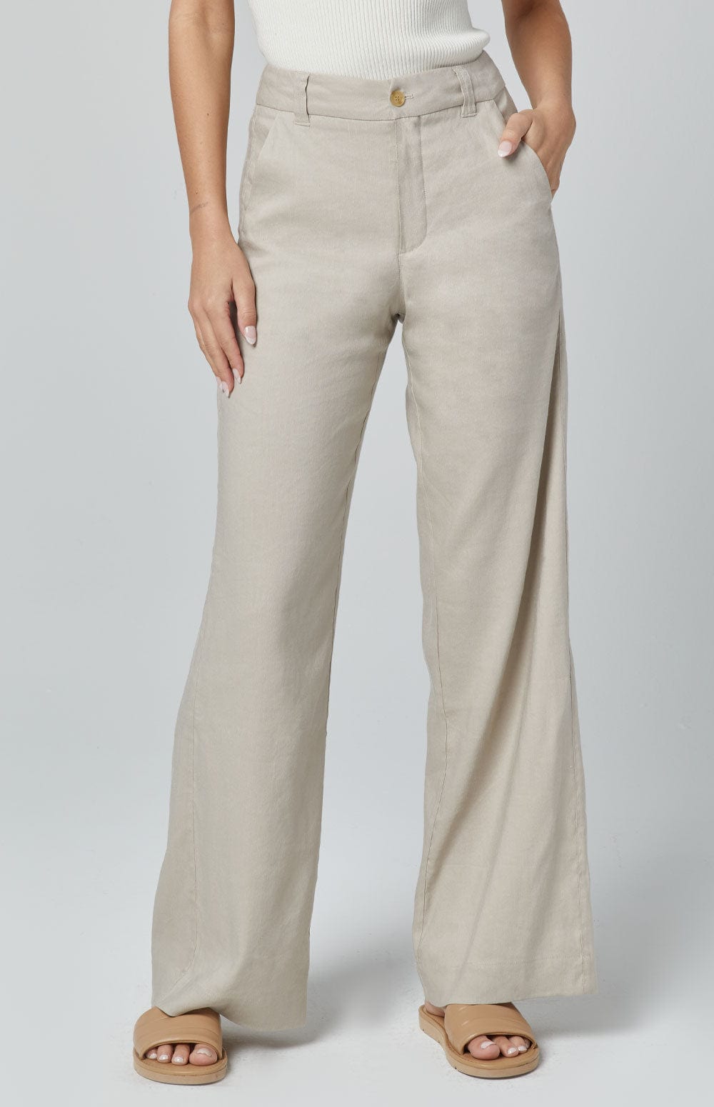 ANR Womens Pant Britt Wide Leg Linen Pant | Silver Grey