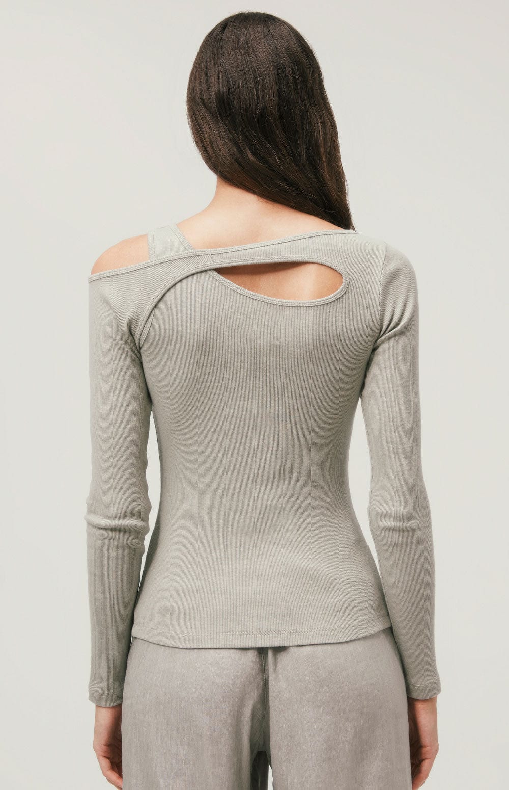 Nalla Crewneck Top by Alp N Rock, Women's Light Green Longsleeve Top with Overlapping Straps