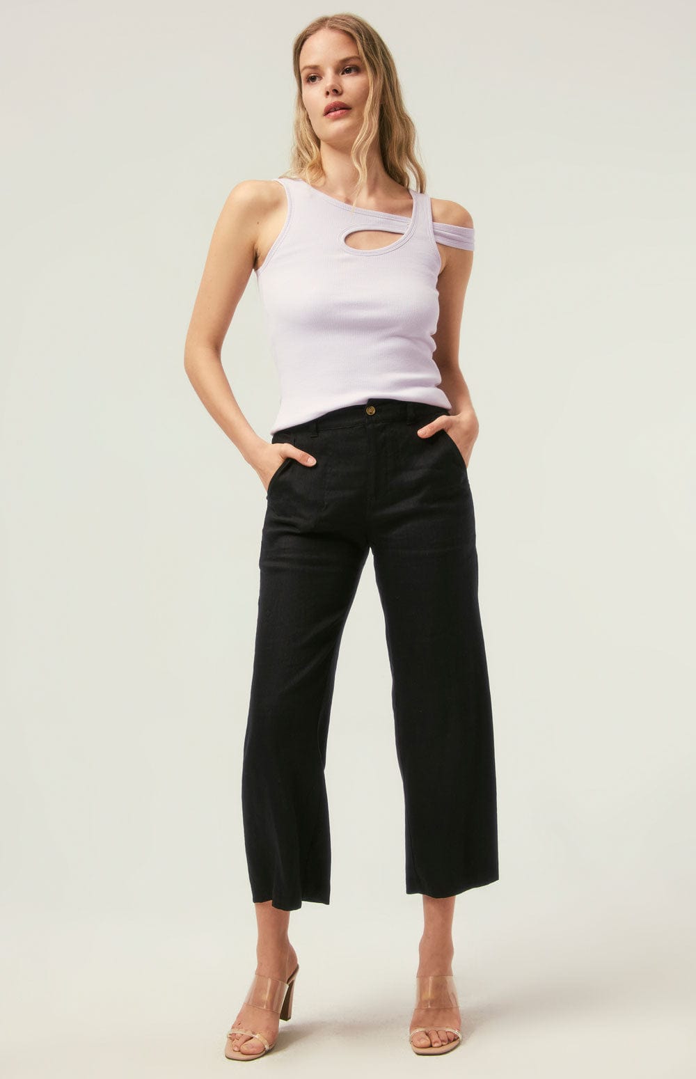 Elisa Tank Top by Alp N Rock, Women's Light Purple Knit Tank Top with Overlapping Shoulder Straps