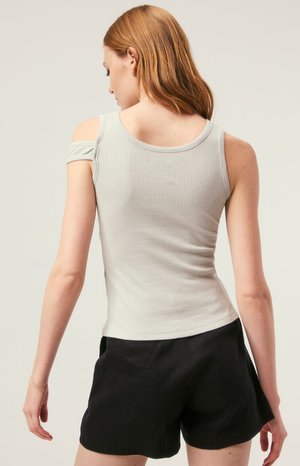 Elisa Tank Top by Alp N Rock, Women's Light Green Knit Tank Top with Overlapping Shoulder Straps