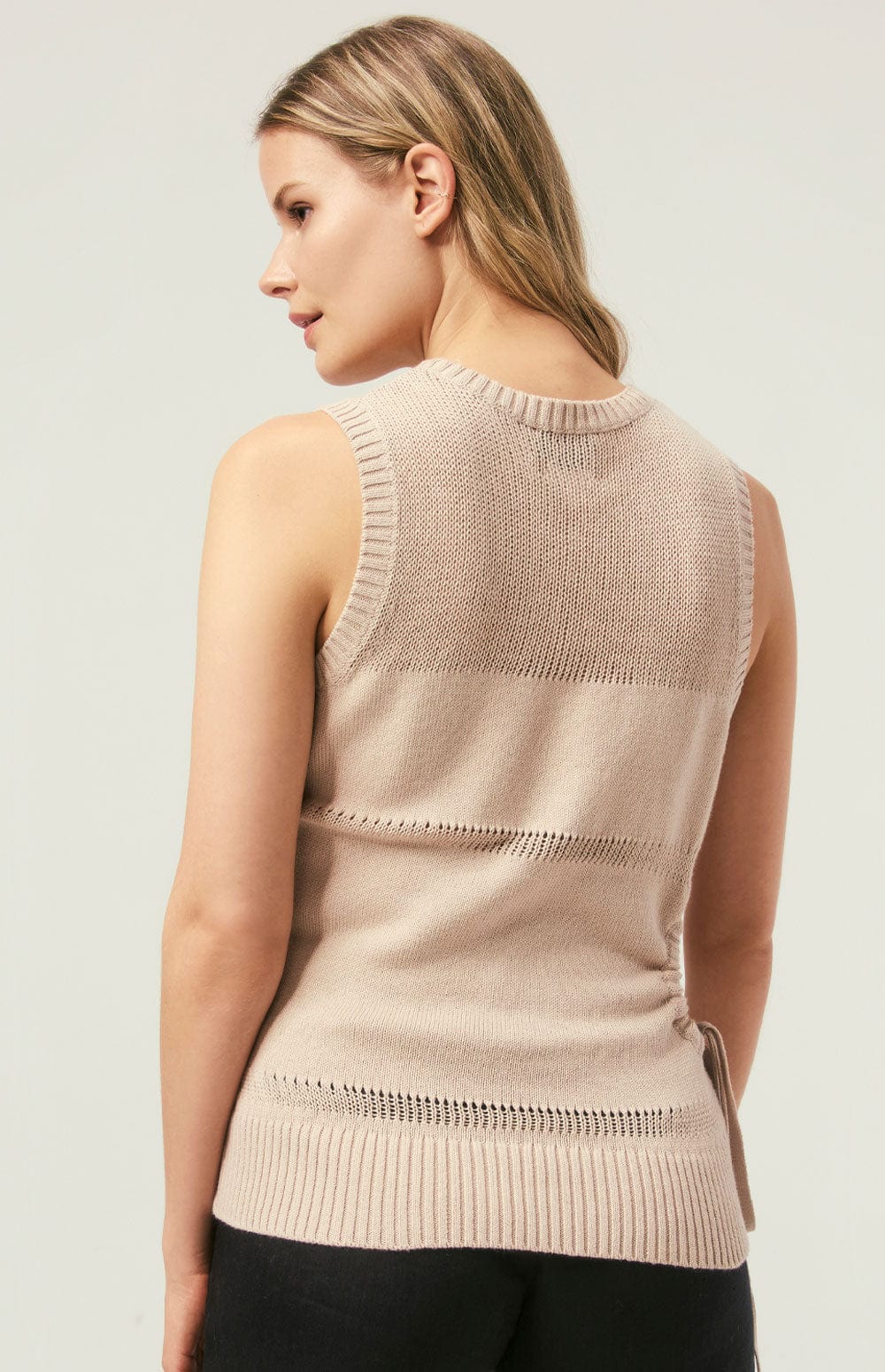 Elsa Tank by Alp N Rock, Women's Grey Sleeveless Sweater Tank with Side Cut Outs