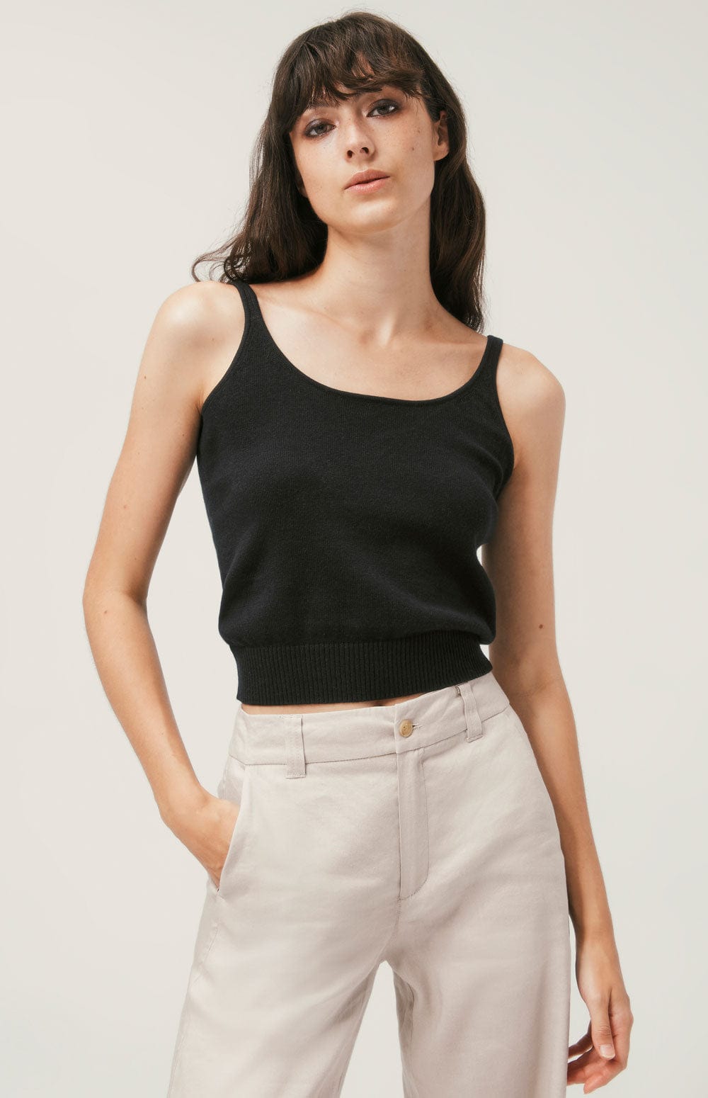 Gia Tank Top by Alp N Rock, Women's Black Sleeveless Knit Tank Top