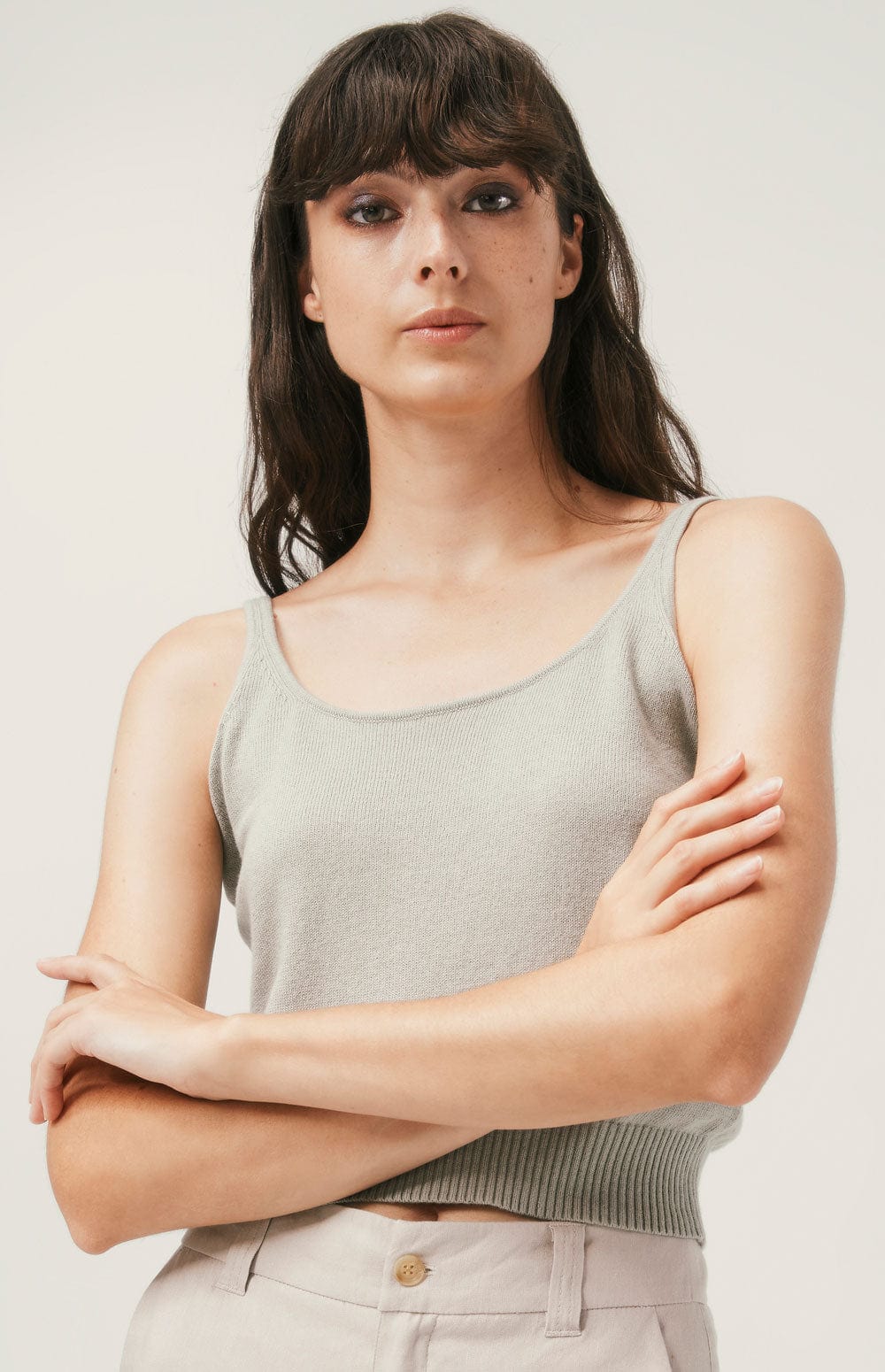 Gia Tank Top by Alp N Rock, Women's Light Green Sleeveless Knit Tank Top