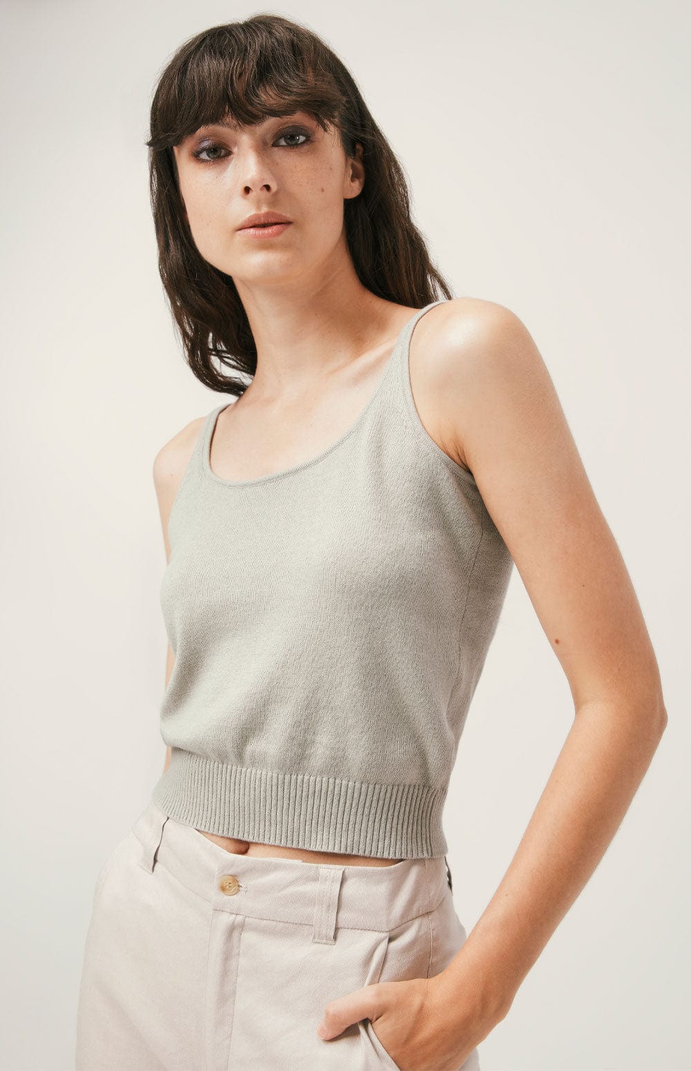 Gia Tank Top by Alp N Rock, Women's Light Green Sleeveless Knit Tank Top