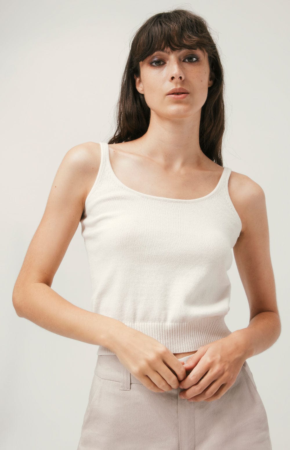 Gia Tank Top by Alp N Rock, Women's White Sleeveless Knit Tank Top
