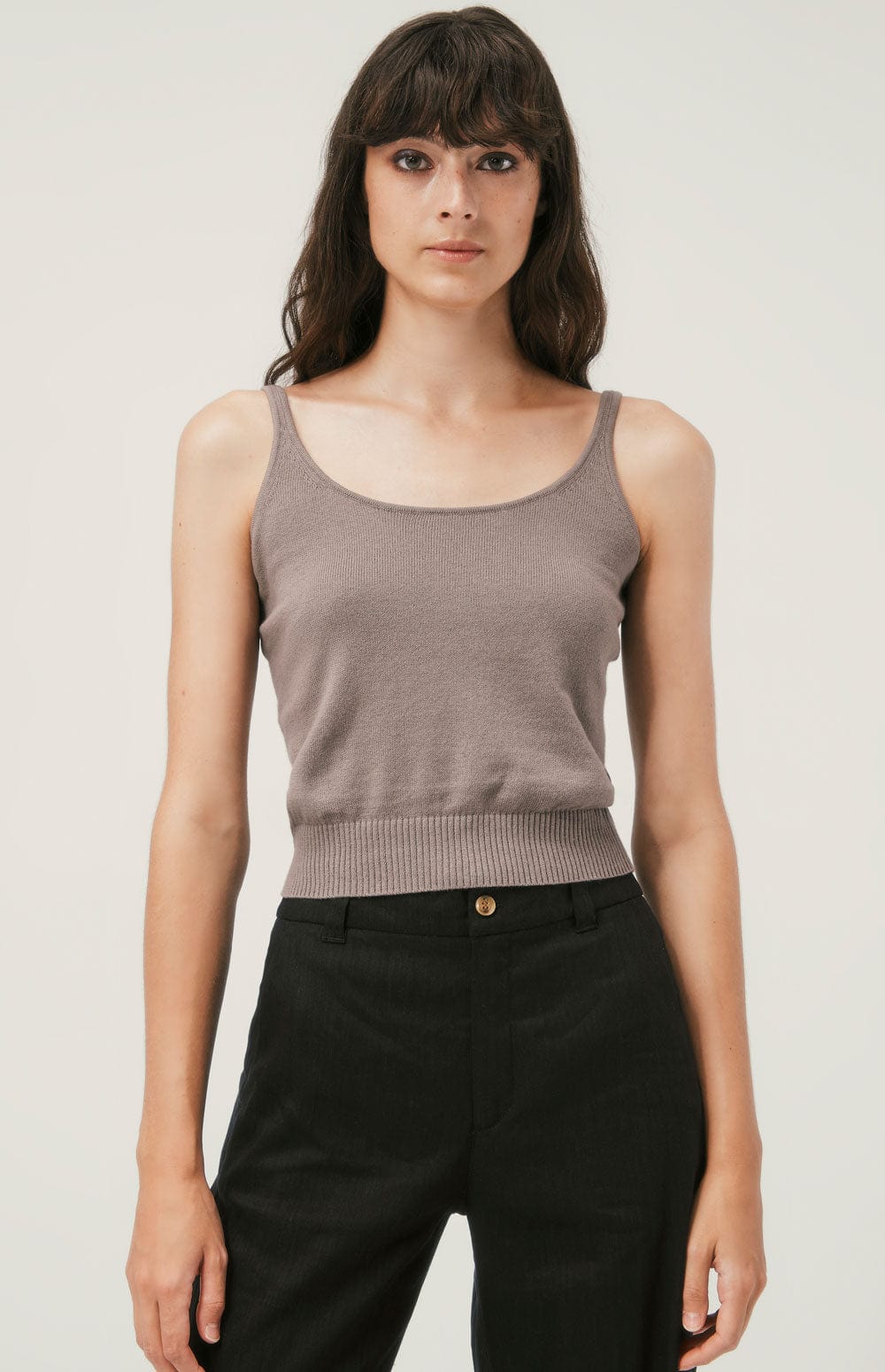 Gia Tank Top by Alp N Rock, Women's Beige Sleeveless Knit Tank Top