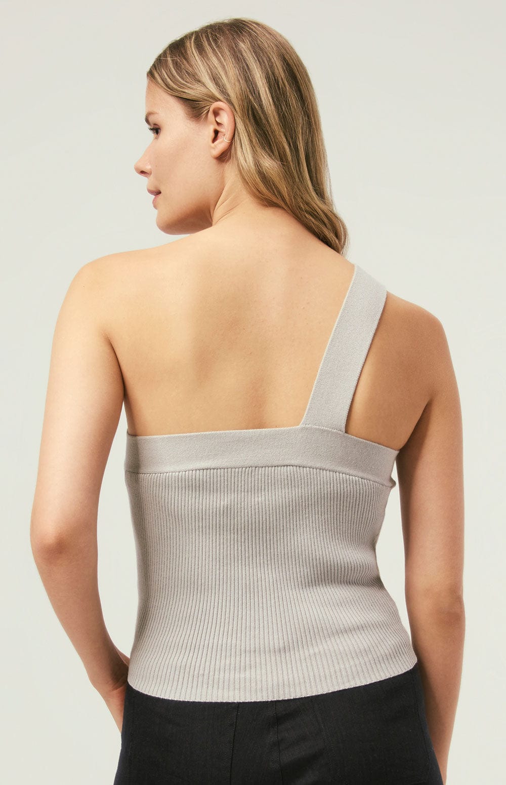 Kenna Top by Alp N Rock, Women's Light Green Asymmetrical Knit Tank with Single Strap