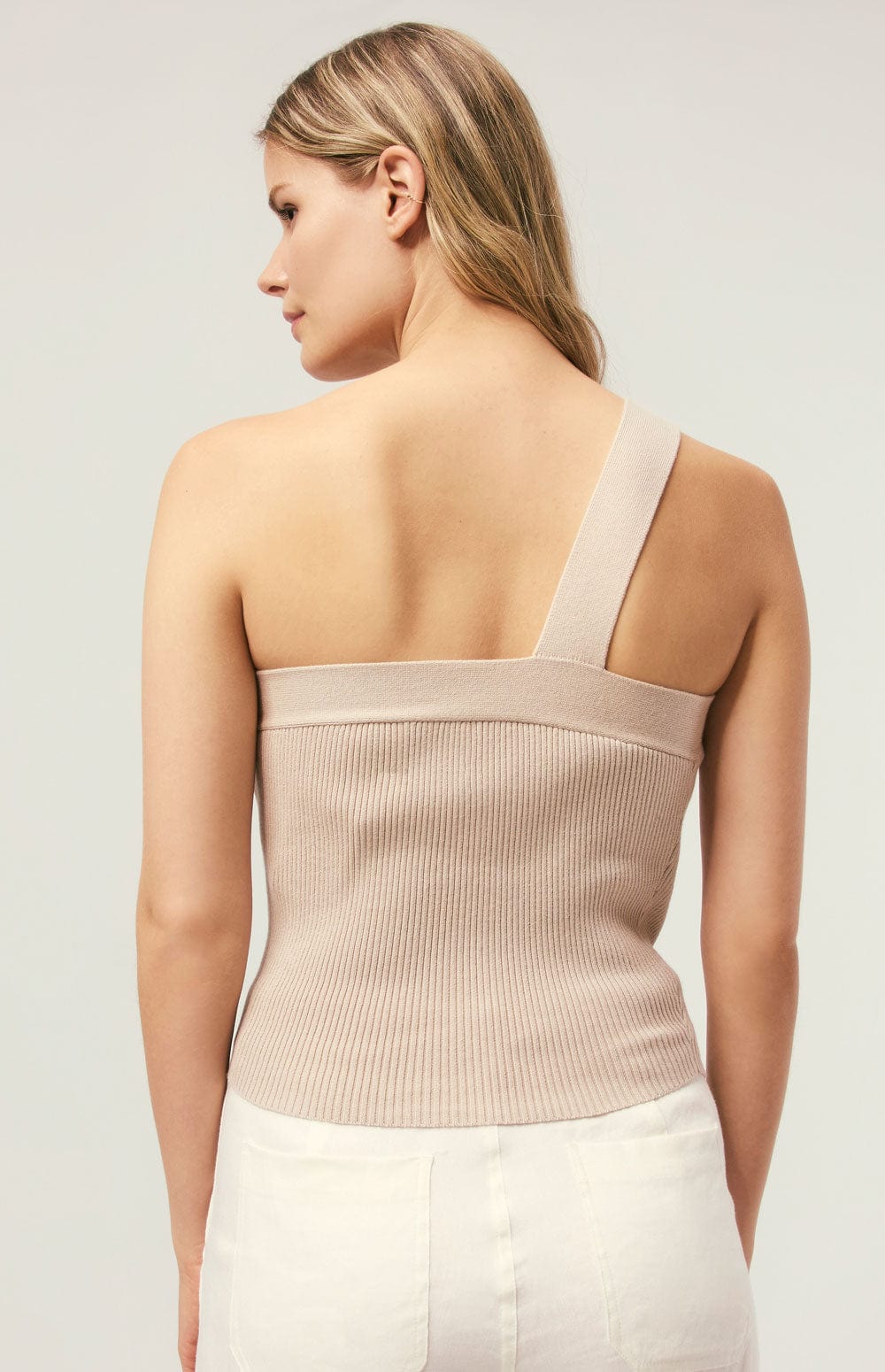 Kenna Top by Alp N Rock, Women's Grey Asymmetrical Knit Tank with Single Strap