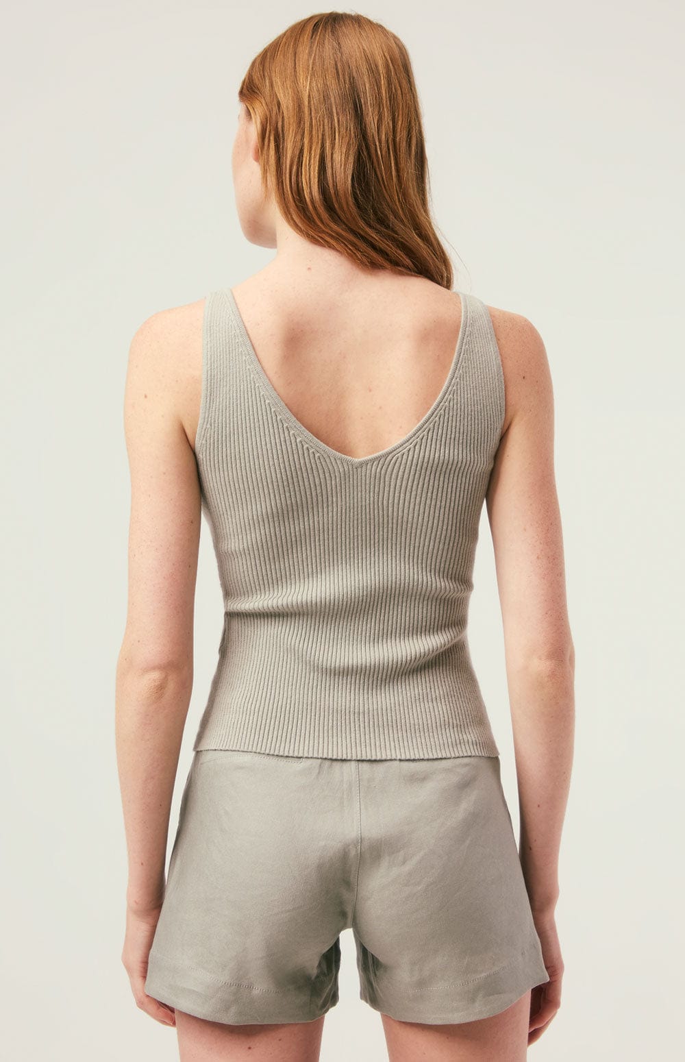 Maryam Tank Top by Alp N Rock, Women's Light Green V Neck Rib Knit Tank