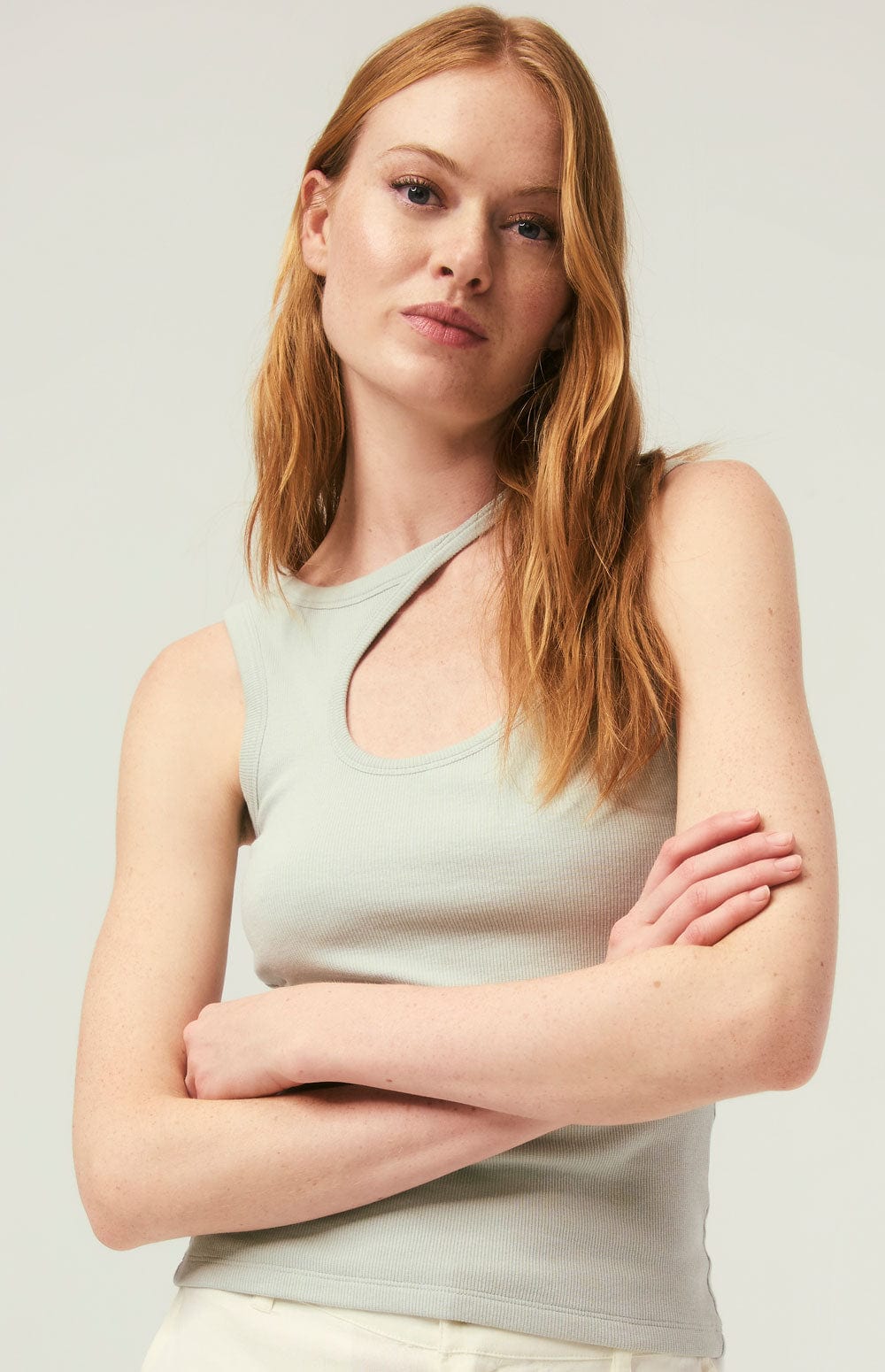 Taavi Top by Alp N Rock, Women's Light Green Asymmetrical Tank Top