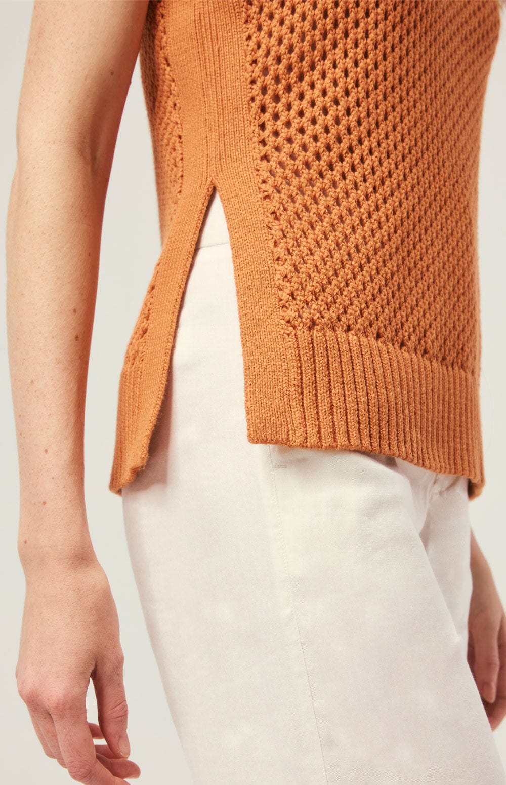 Vivi Tank Top Sweater by Alp N Rock, Women's Orange Open Knit Sweater