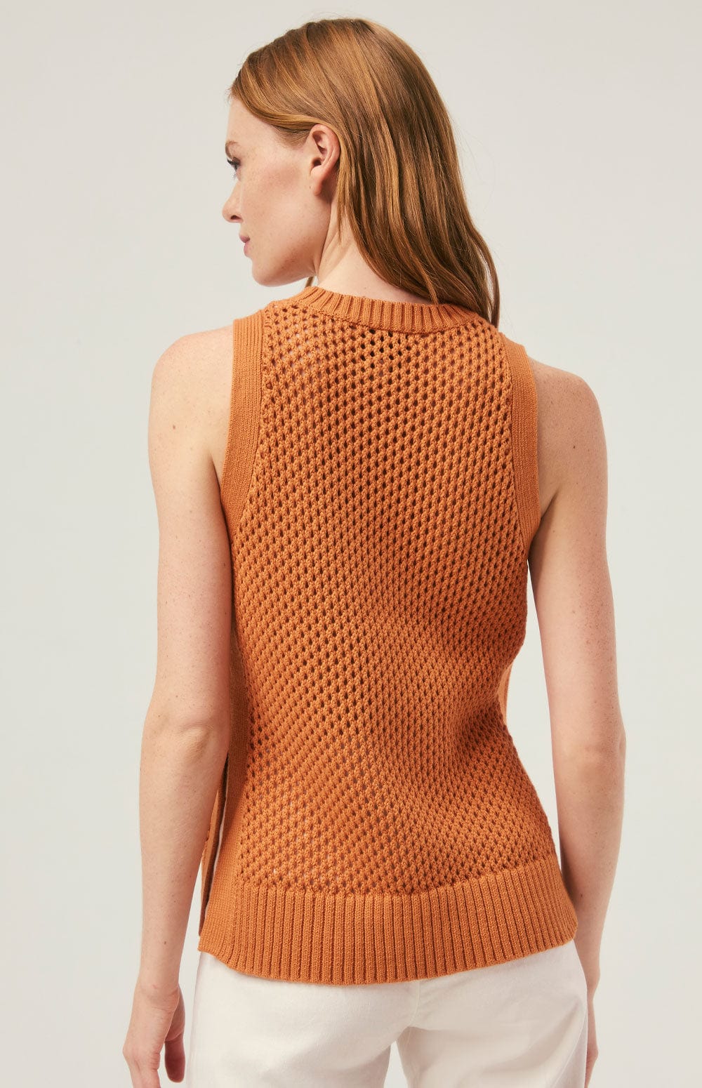 Vivi Tank Top Sweater by Alp N Rock, Women's Orange Open Knit Sweater