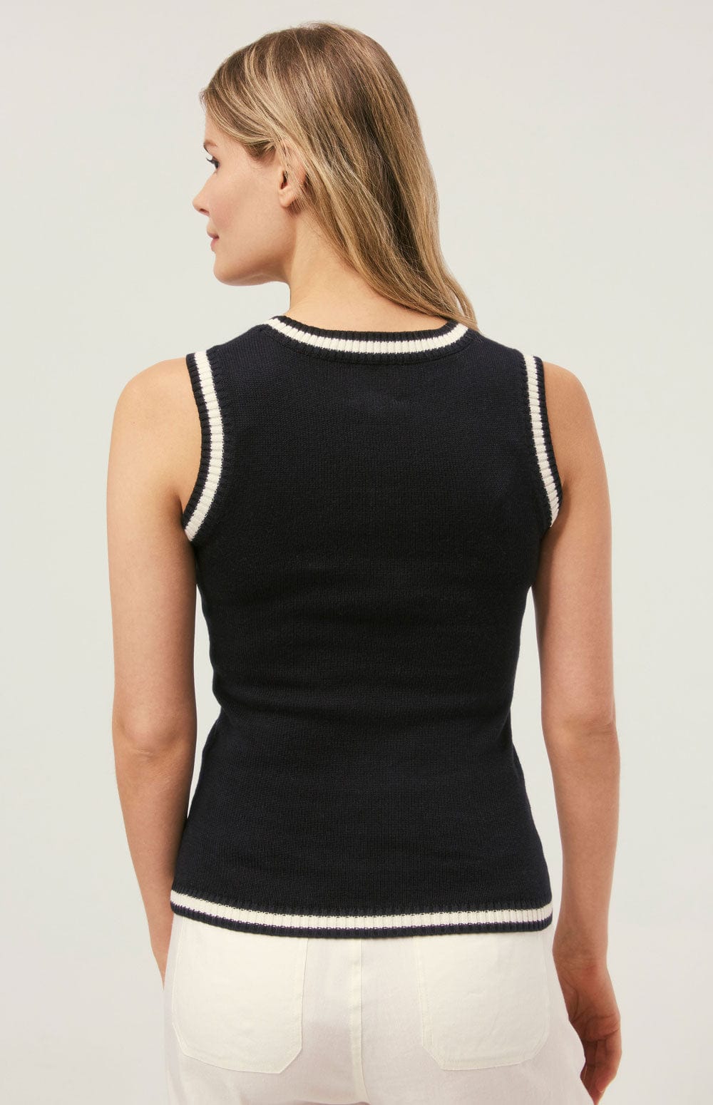 Quinn Sweater Vest by Alp N Rock, Women's Black Sleeveless Sweater Tank with Chest Cut Out