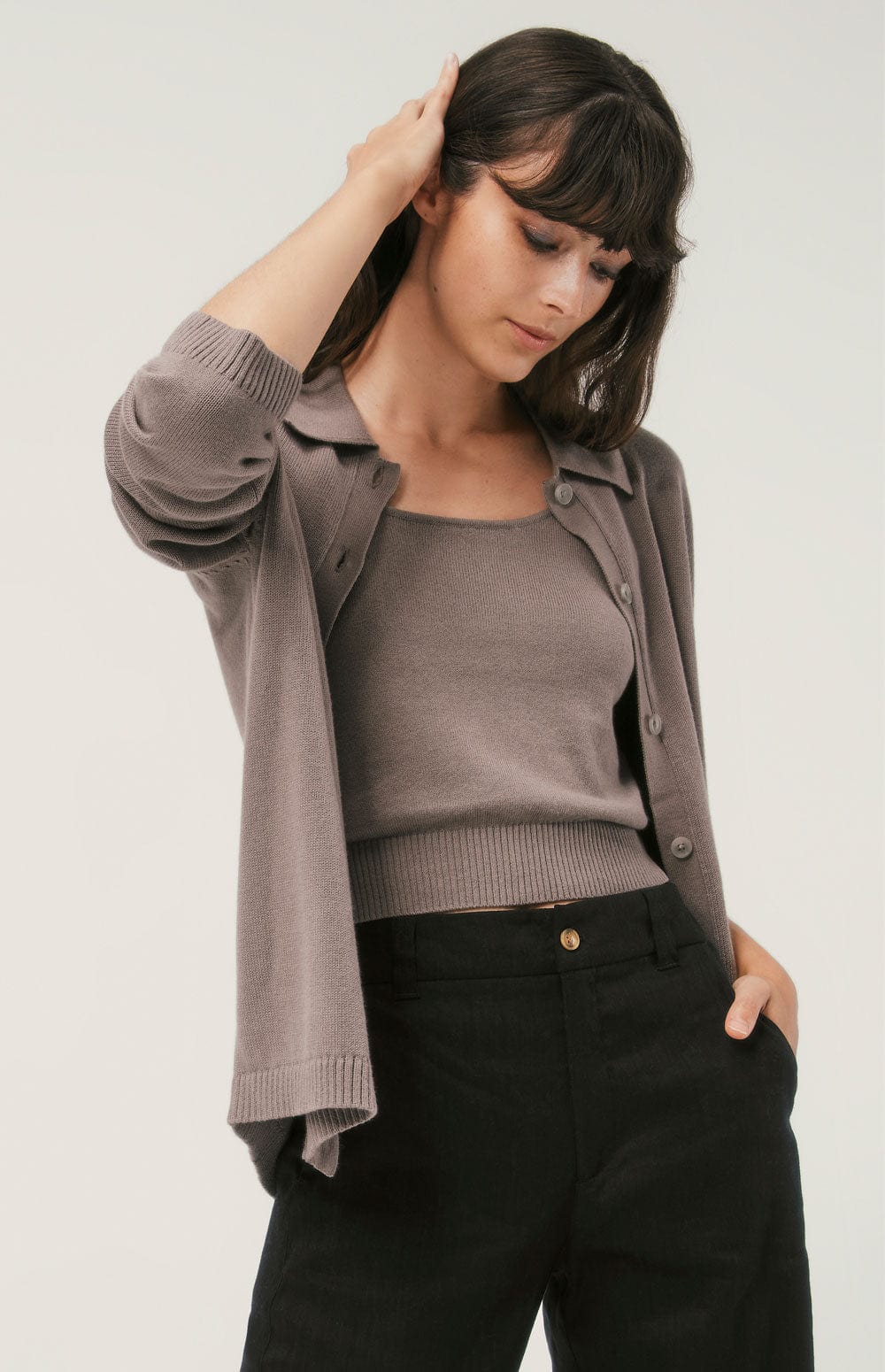 Sean Cardigan by Alp N Rock, Women's Beige Cardigan with Collar and Button Front