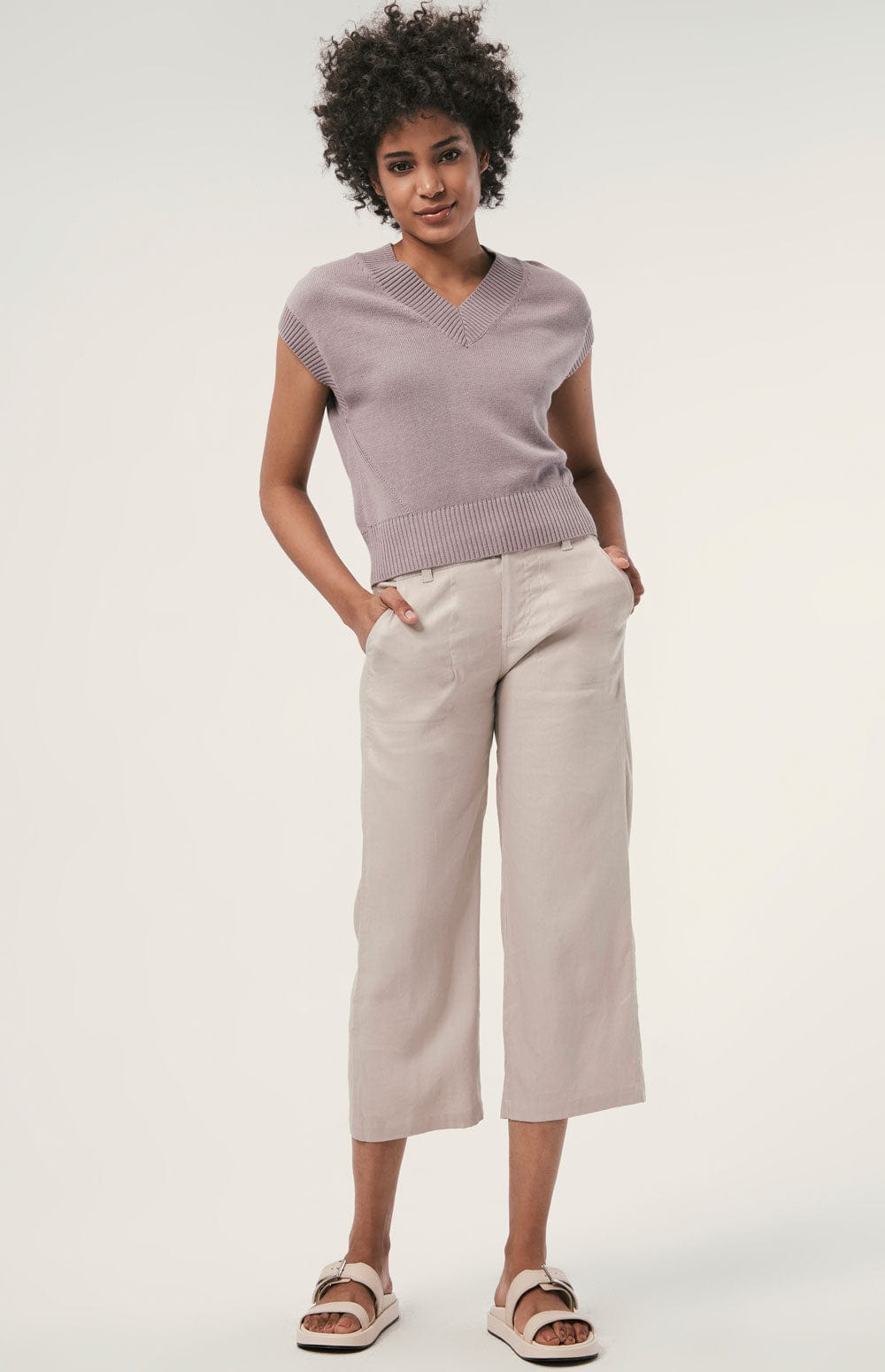 Tia Sweater Vest by Alp N Rock, Women's Light Purple V Neck Short Sleeve Sweater Vest
