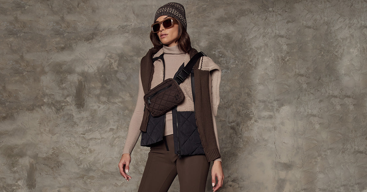 Women's Apres Ski Outfit, Black and Red Ski Sweater and Quilted Black Pants