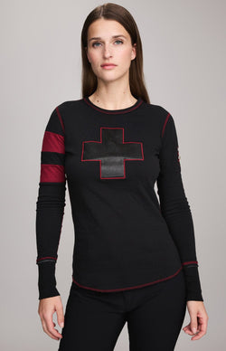 0 Womens Crew Shirt Helvetica Crew | Black/Deep Red