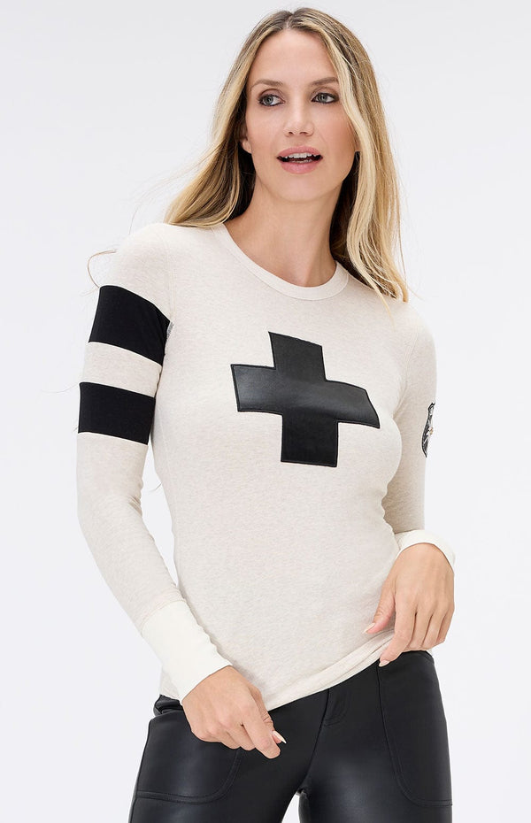 0 Womens Crew Shirt Helvetica Crew | Heather Ivory
