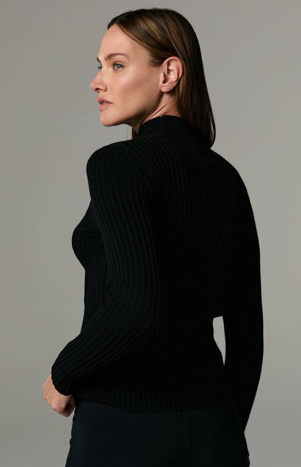 Clara II Sweater by Alp N Rock, Women's Black Sweater with Faux Leather Accent on Front