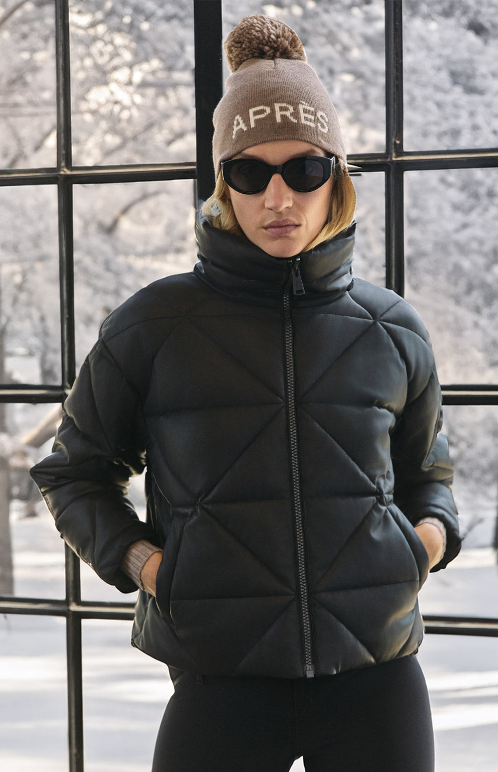 Alta Puffer Jacket | Black Faux Leather