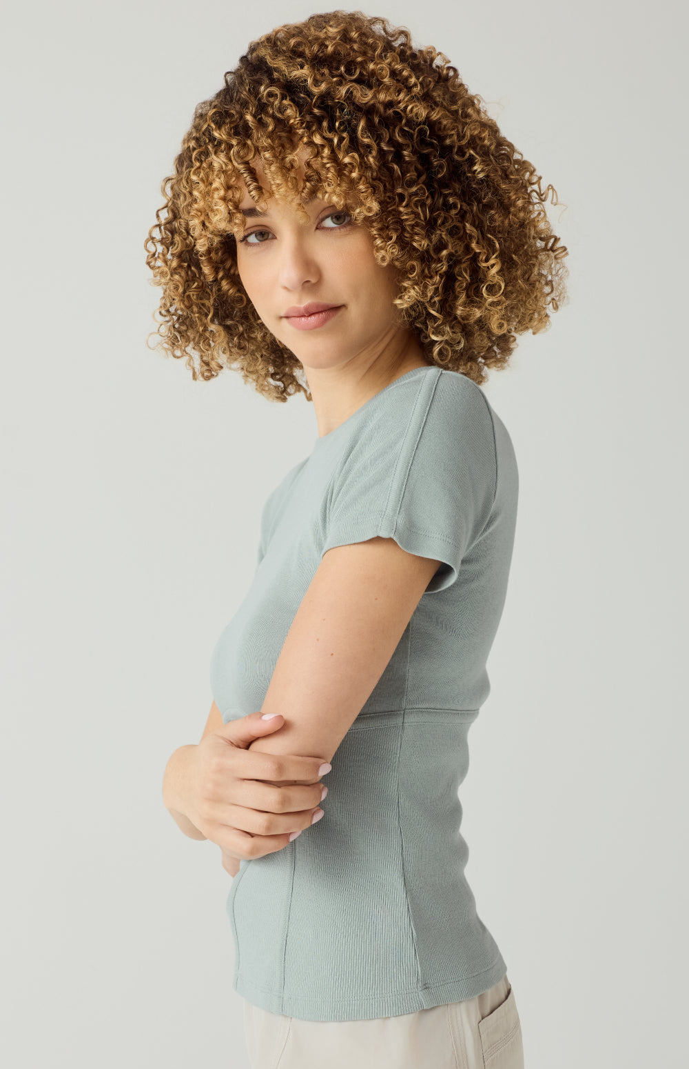 Miranda Short Sleeve Crew | Silver Blue