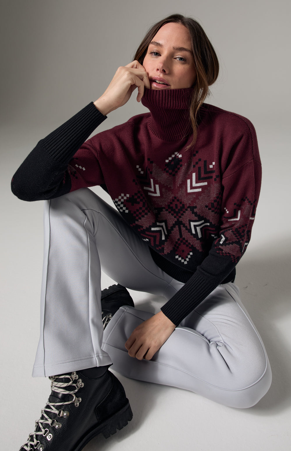 Snowflake Ellis Sweater | burgundy