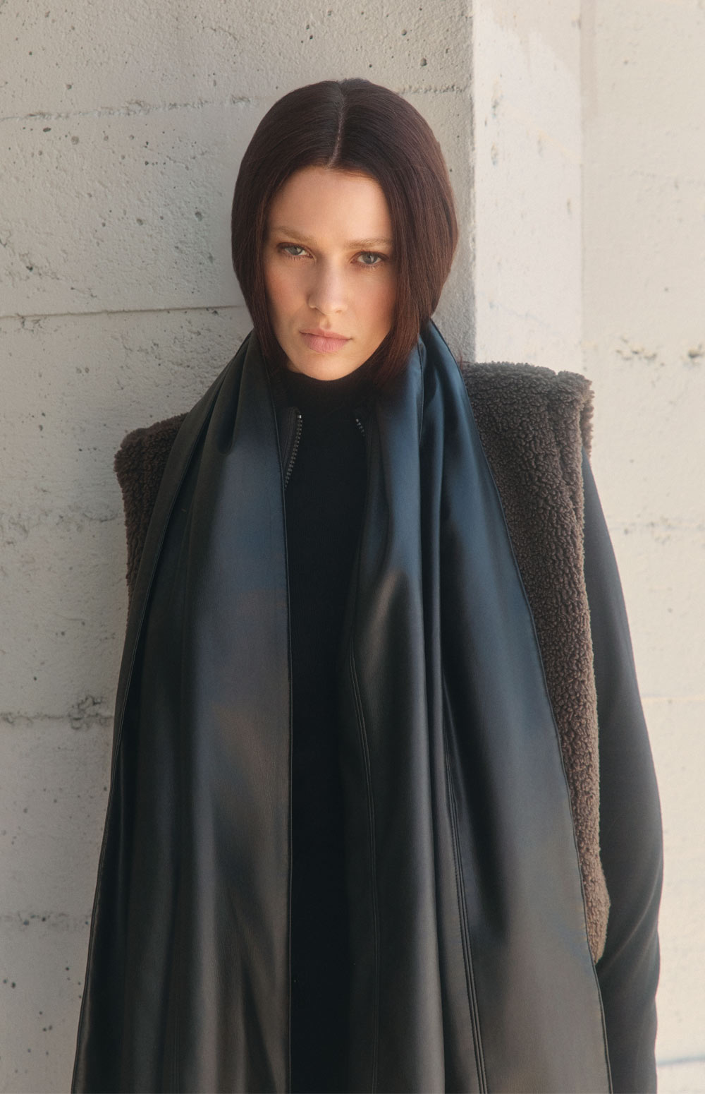 Alp N Rock Andri Faux Leather Scarf, extra wide black faux leather scarf for women