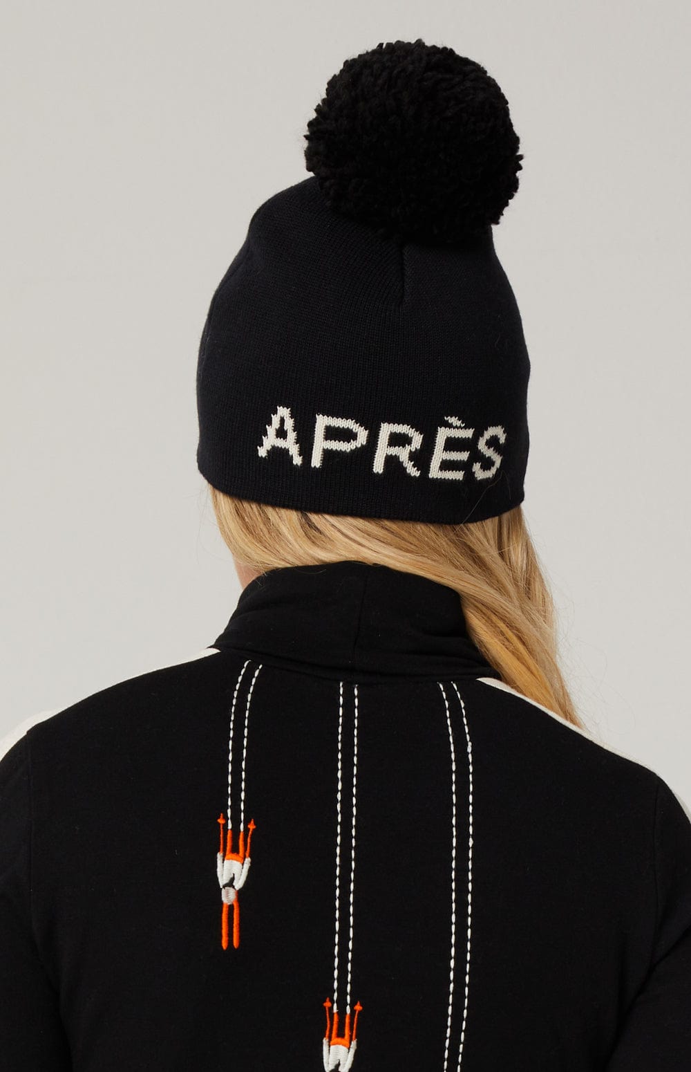 Apres Beanie by Alp N Rock, Women's Black Knit Beanie with Apres Lettering on Front