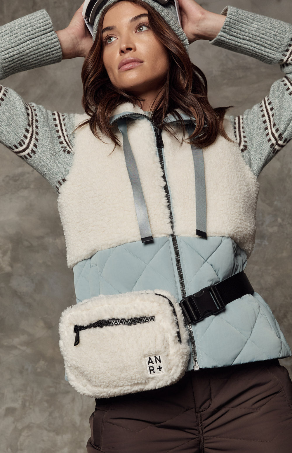 Alp N Rock City Shearling Belt Bag, ivory shearling belt bag for women with zip pockets
