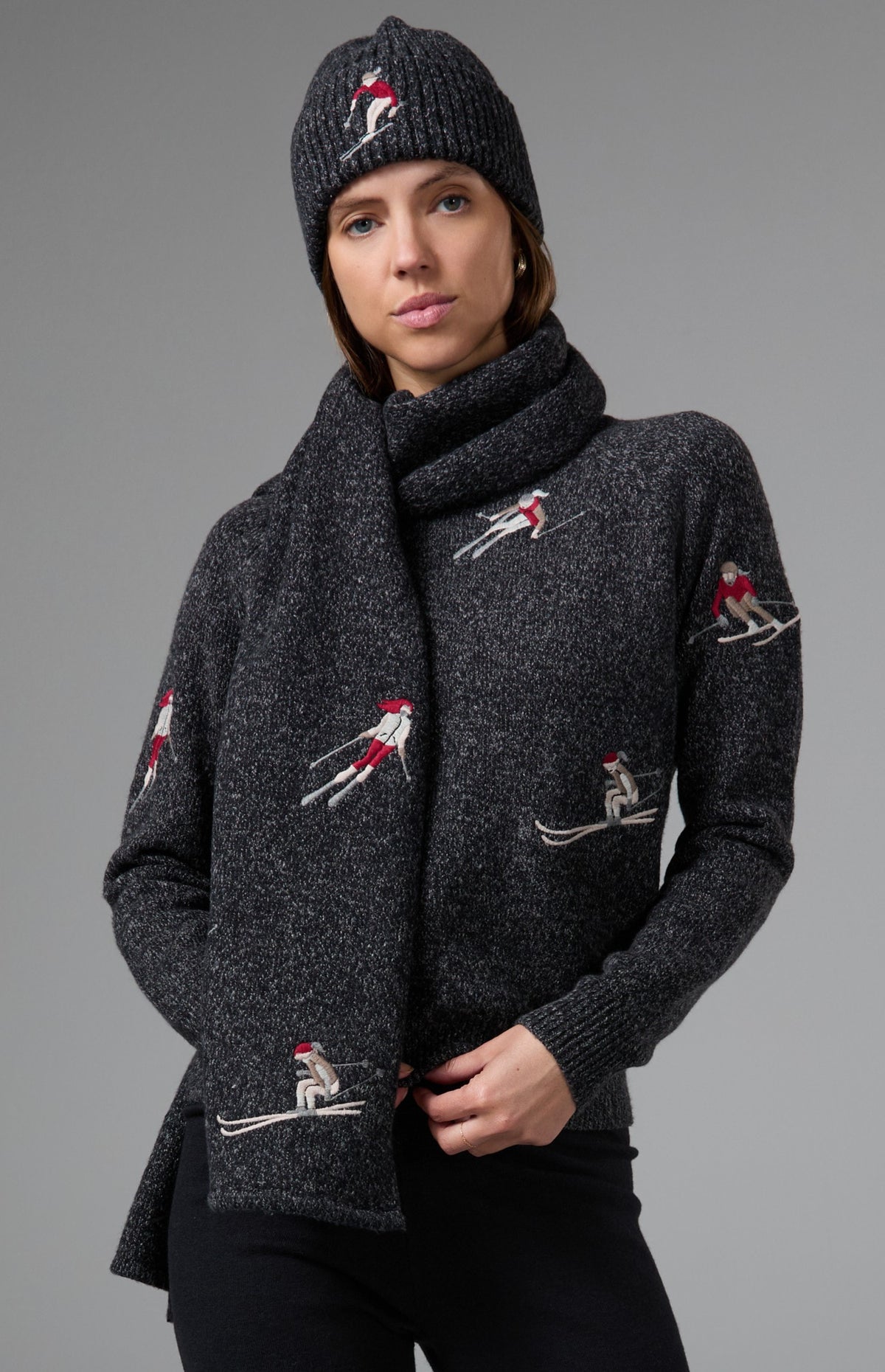 Embroidered Skier Scarf, Black | Alp N Rock Alp N Rock Accessories Embroidered Skier Scarf | Black