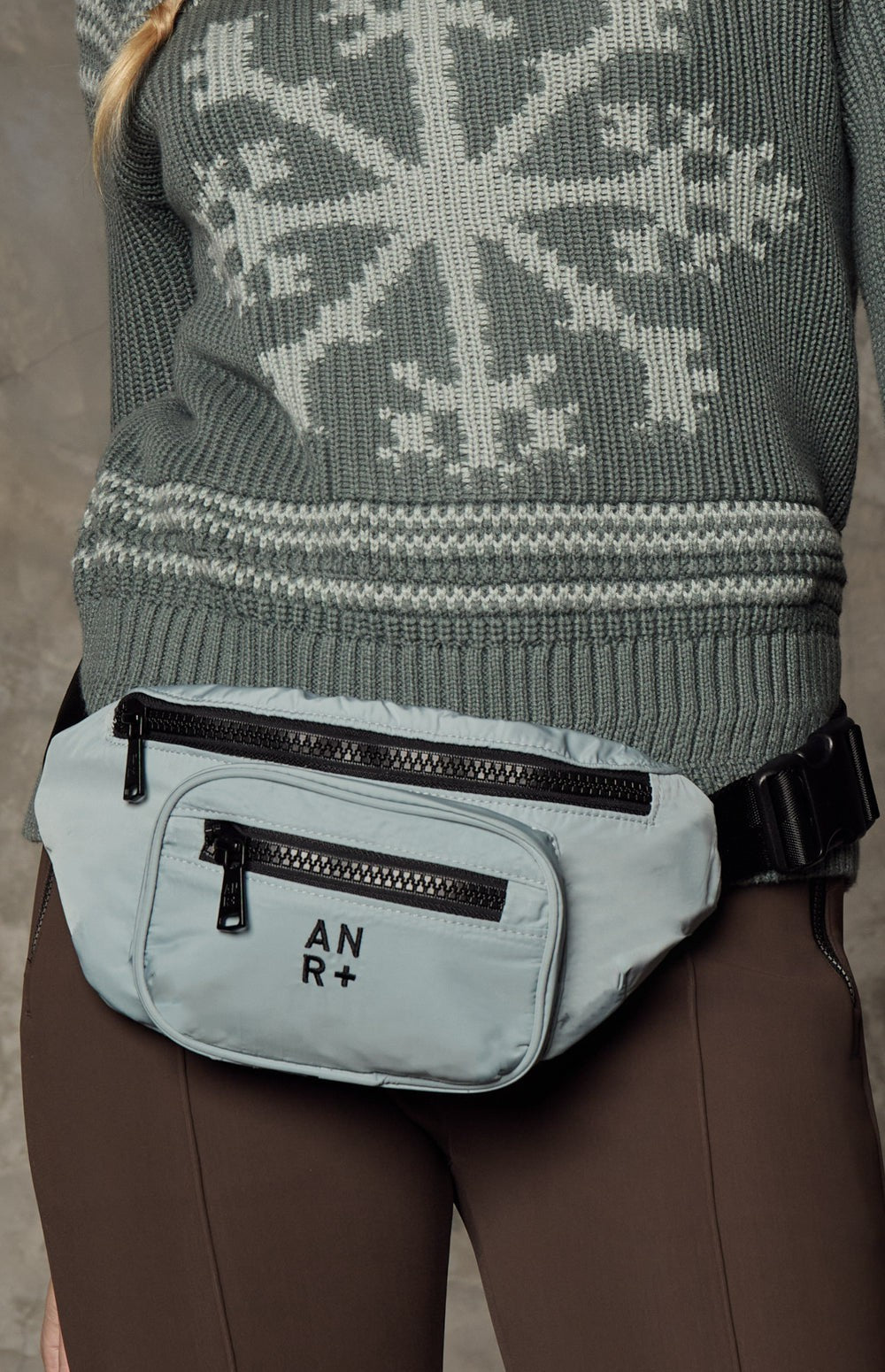 Alp N Rock Everyday Belt Bag, silver blue belt bag for women with multiple zip pockets