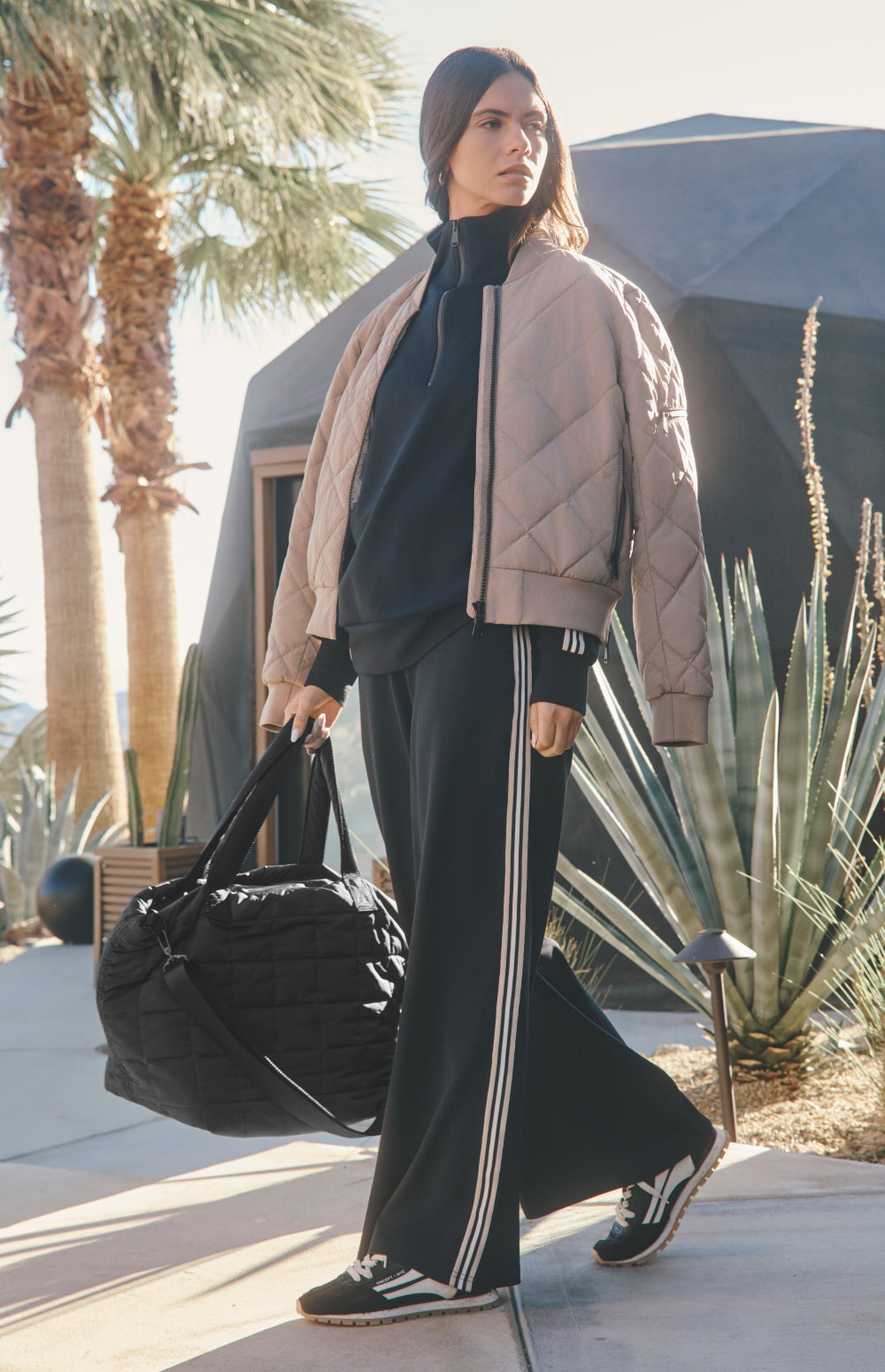 Alp N Rock Quilted Tote Bag, black quilted tote bag for women with black handles