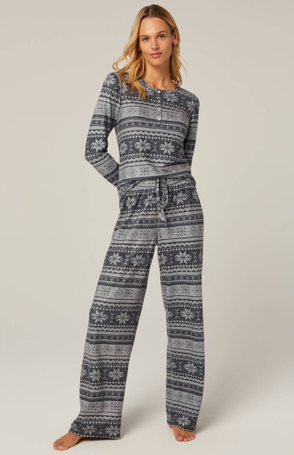 Delia Lounge Pant by Alp N Rock, Women's Lounge Pant in Grey Fair Isle Pattern