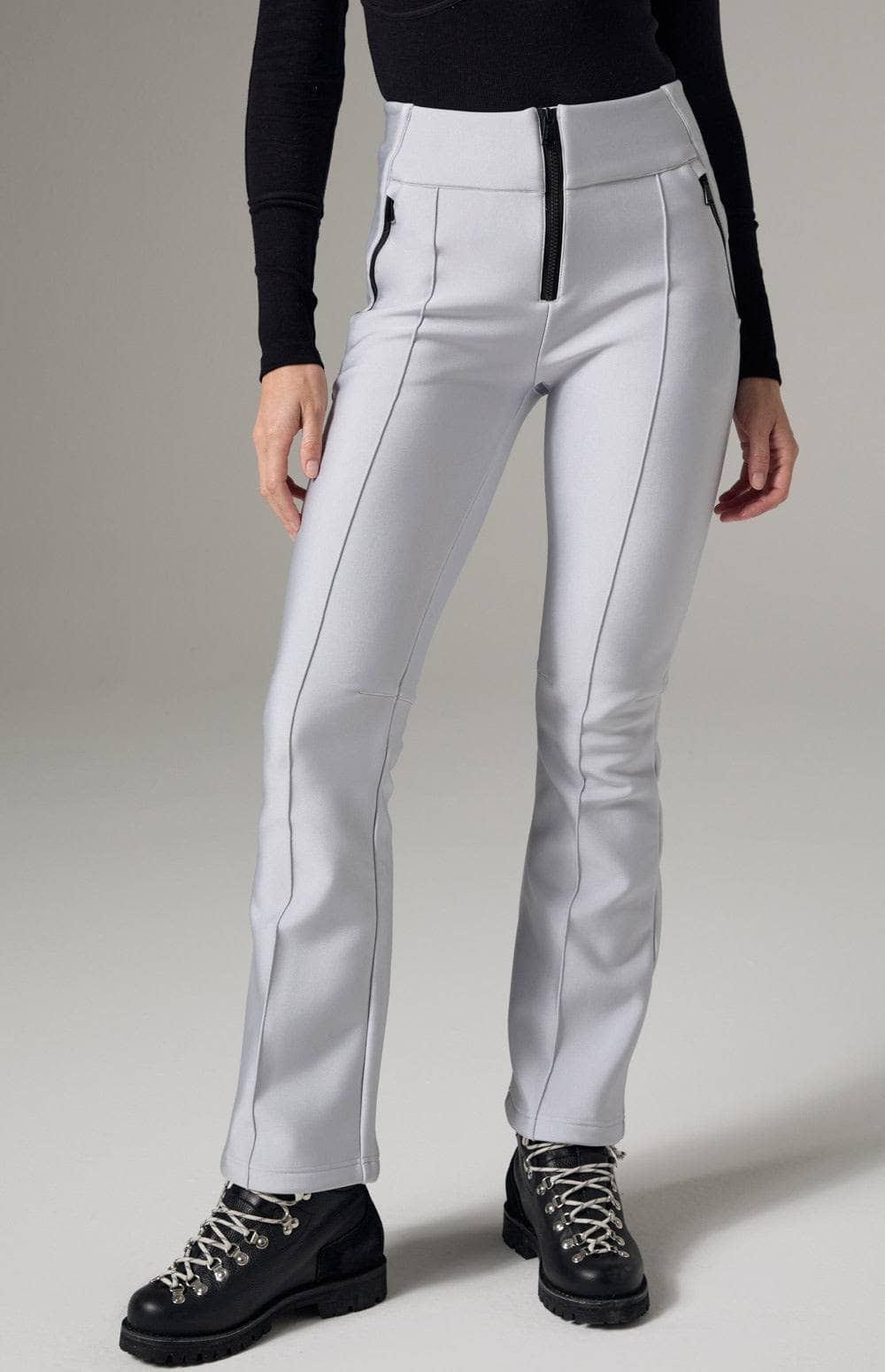 Georgia Pant by Alp N Rock, Women's Silver Ski Pant With Flare Leg and Zipper Pockets