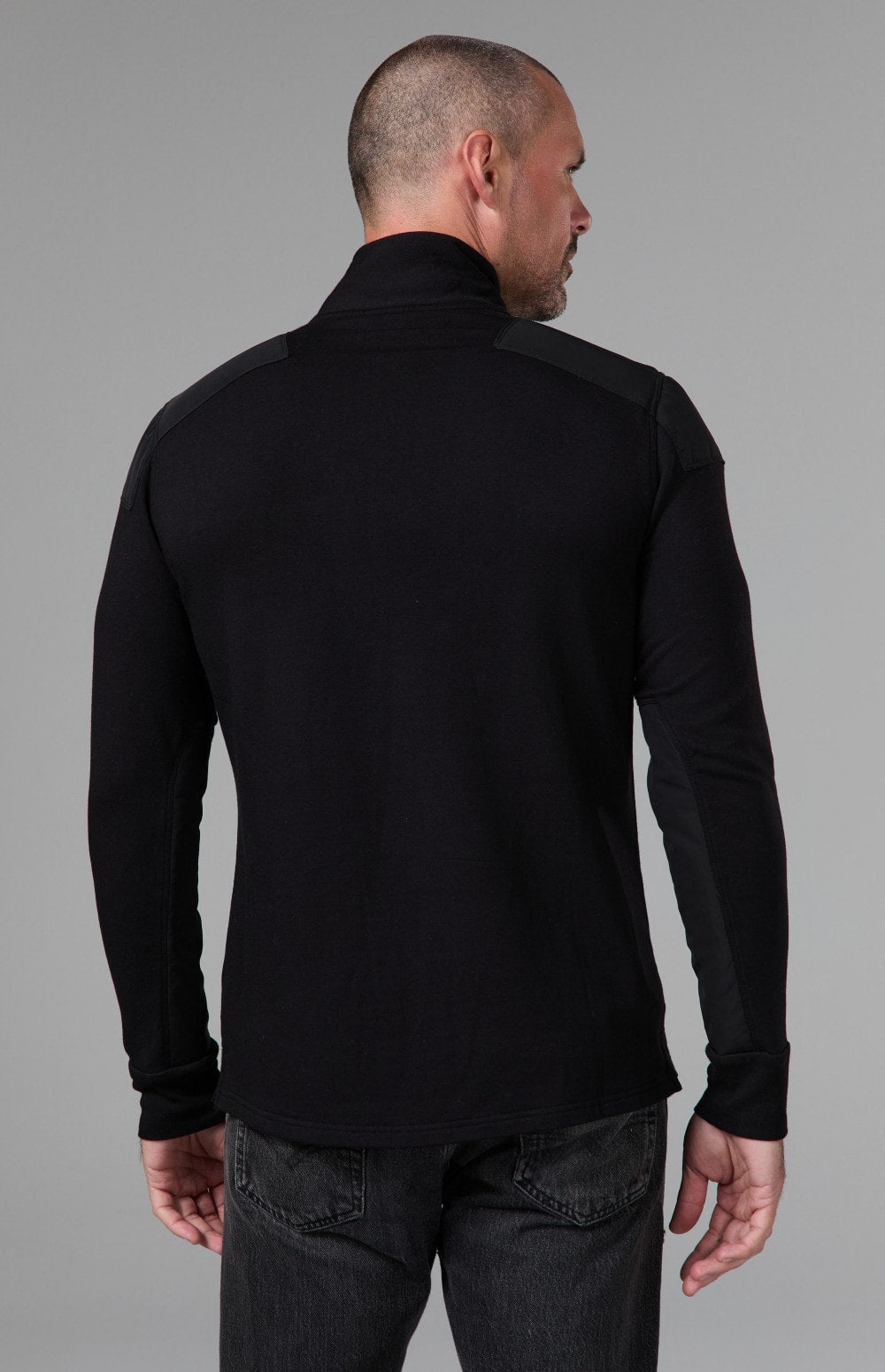 Alp N Rock Brendon Zip Mock Shirt, black longsleeve mock neck quarter zip shirt for men