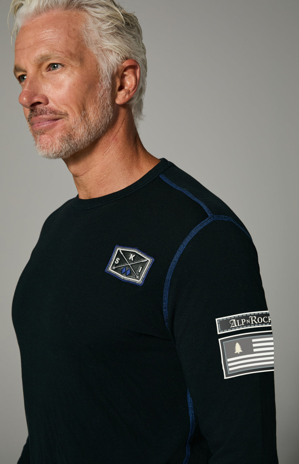 Alp N Rock Lake Tahoe Crew, black longsleeve crewneck shirt for men with Lake Tahoe lettering on the back